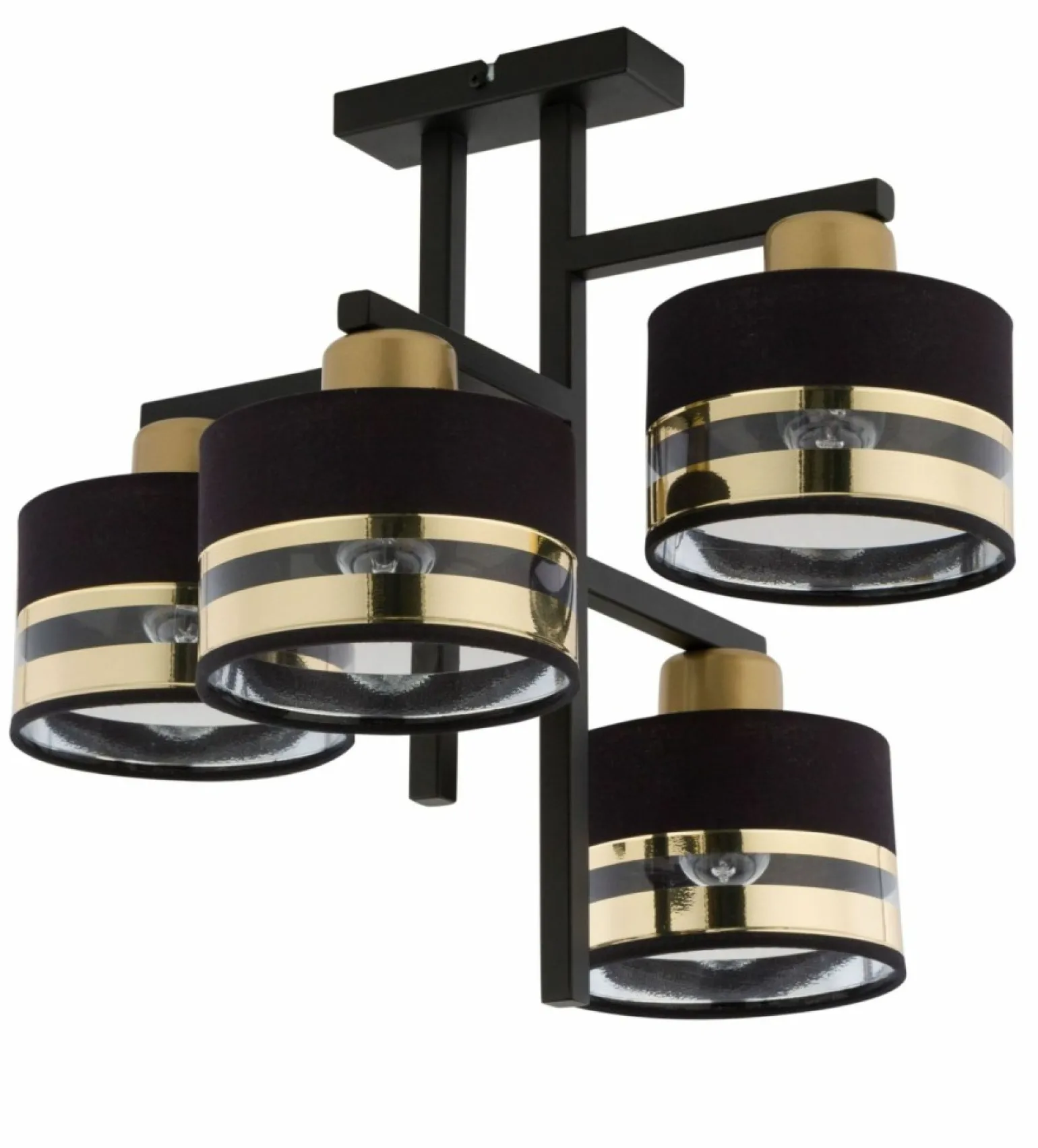 Online Asymetryczna lampa z czarno-złotymi abażurami SIG 32145 z serii PRO Żyrandole Nowoczesne