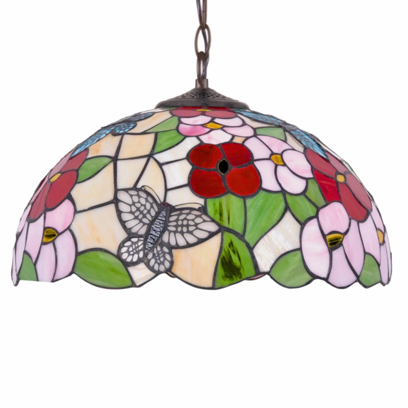 Sklep Kaja Barwna lampa wisząca do salonu, witraż K-P161386 z serii BUTTERFLY* Randole Tradycyjne | Żyrandole Tradycyjne - Retro