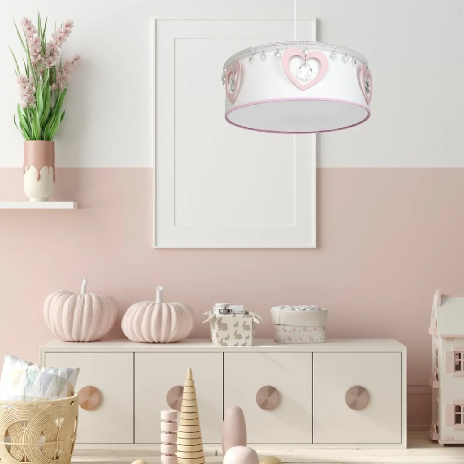 Online Biała lampa wisząca do pokoju dziewczynki MLP8278 HEART | Kaja Żyrandole Nowoczesne