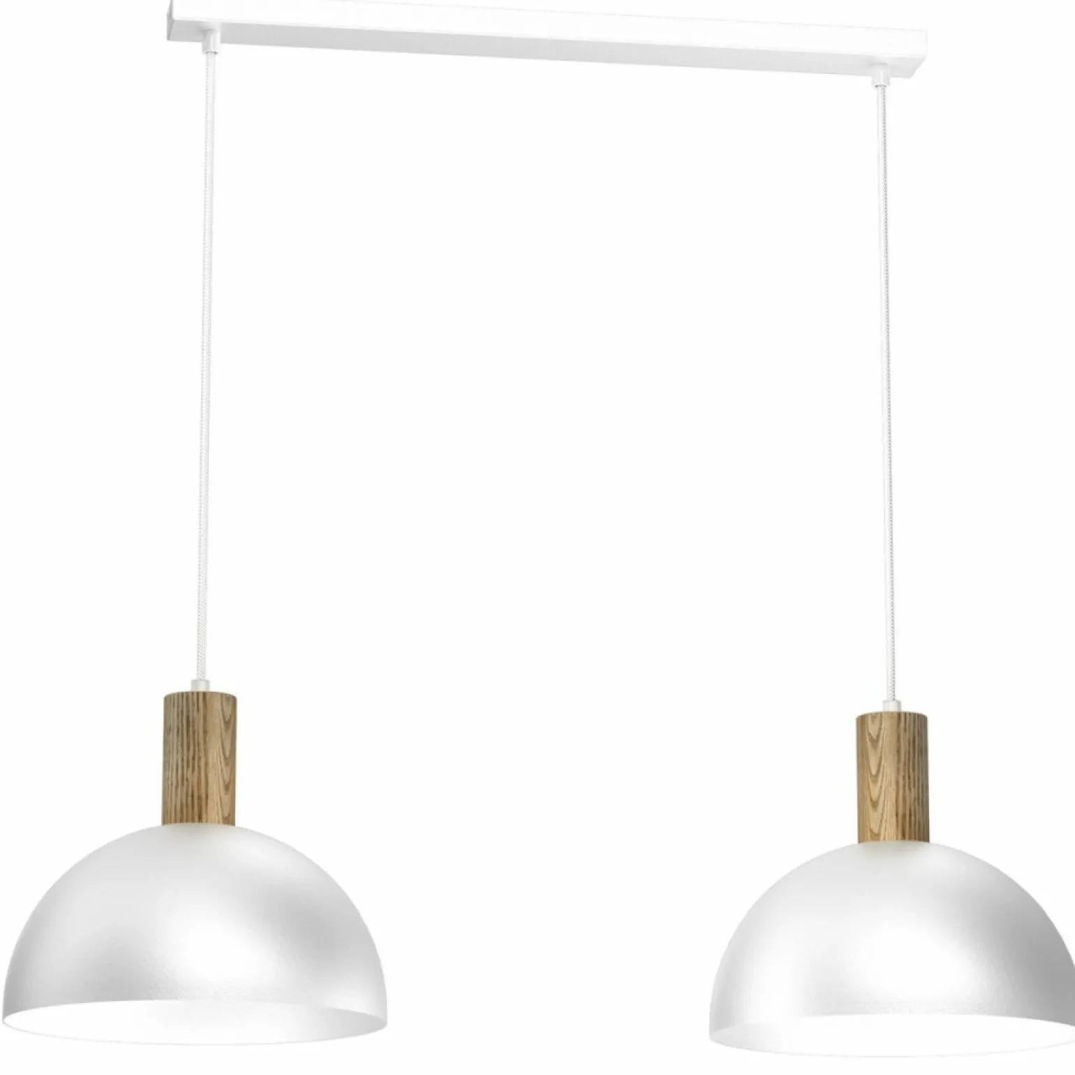Best Sale Biała lampa wisząca z drewnianymi oprawkami LX 4333 HANDA | Kaja Żyrandole Nowoczesne