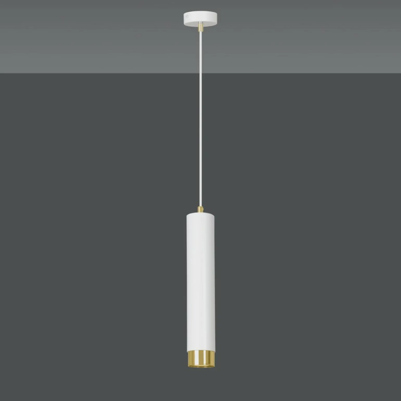 Discount Biała lampa wisząca ze złotym elementem 642/1 | Kaja Oświetlenie Żyrandole Nowoczesne