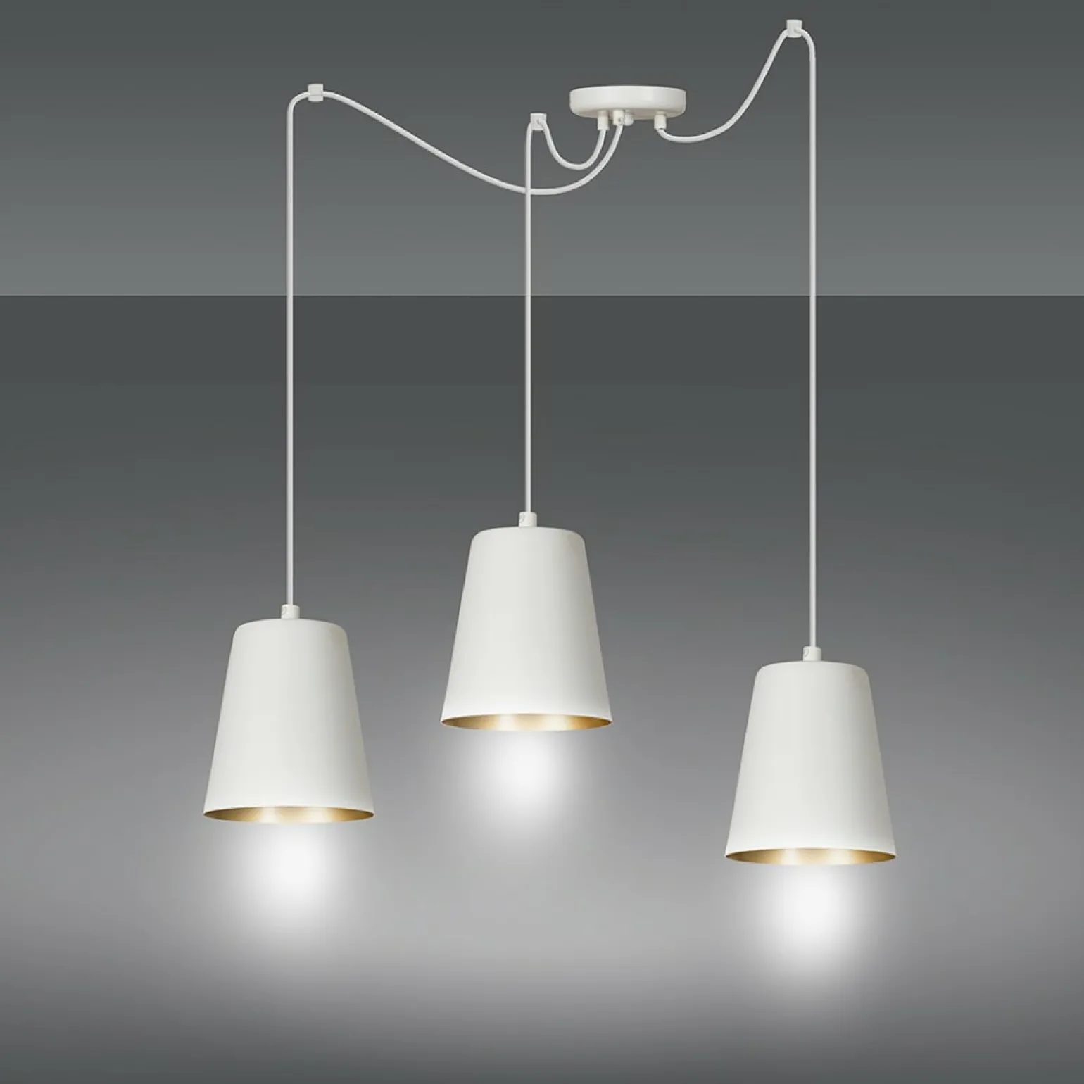 Clearance Biała lampa wisząca ze złotym zdobieniem 456/3 | Kaja Oświetlenie Żyrandole Nowoczesne