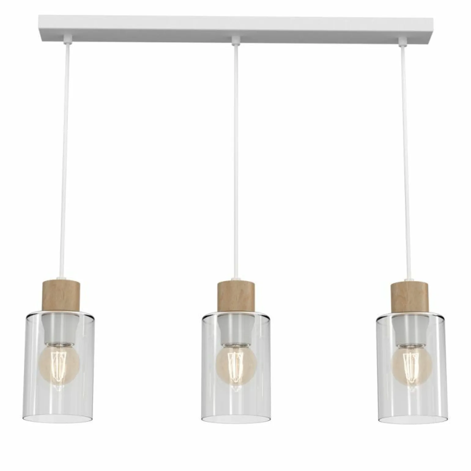 Shop Biało-brązowa lampa wisząca nad wyspę kuchenną MLP8555 MADERA | Kaja Żyrandole Nowoczesne