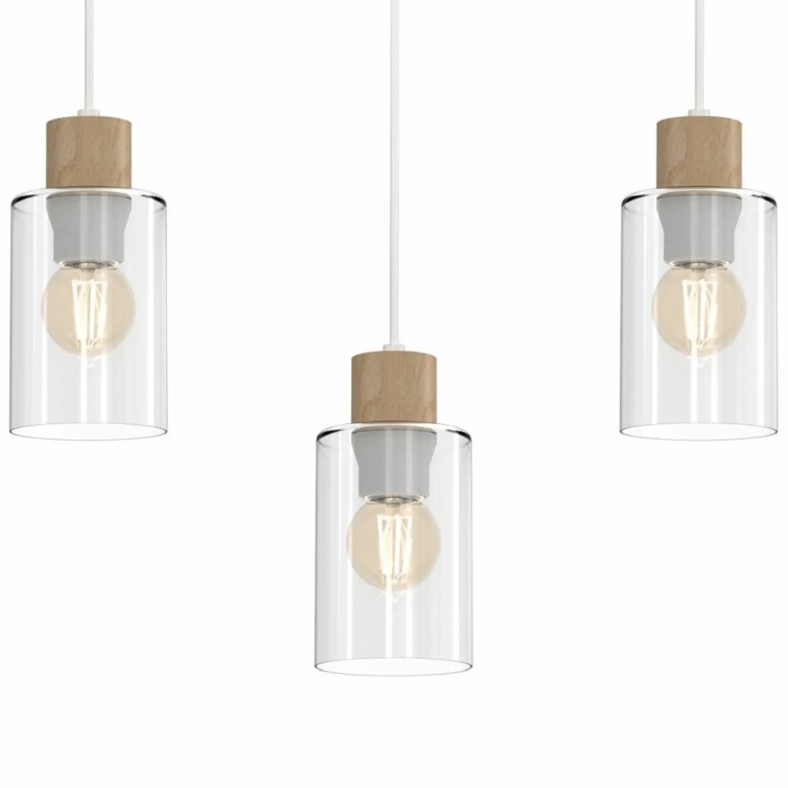 Shop Biało-brązowa lampa wisząca nad wyspę kuchenną MLP8555 MADERA | Kaja Żyrandole Nowoczesne
