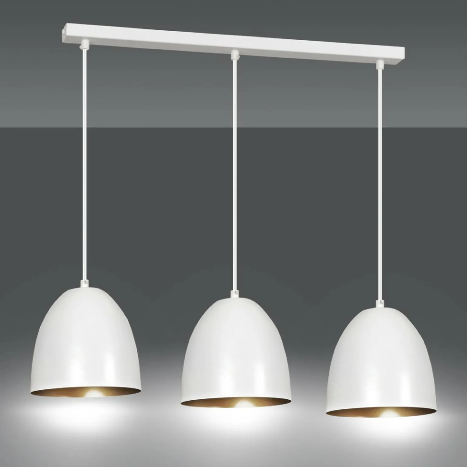 Flash Sale Biało-złota lampa wisząca nad stół w jadalni 411/3 | Kaja Oświetlenie Żyrandole Nowoczesne