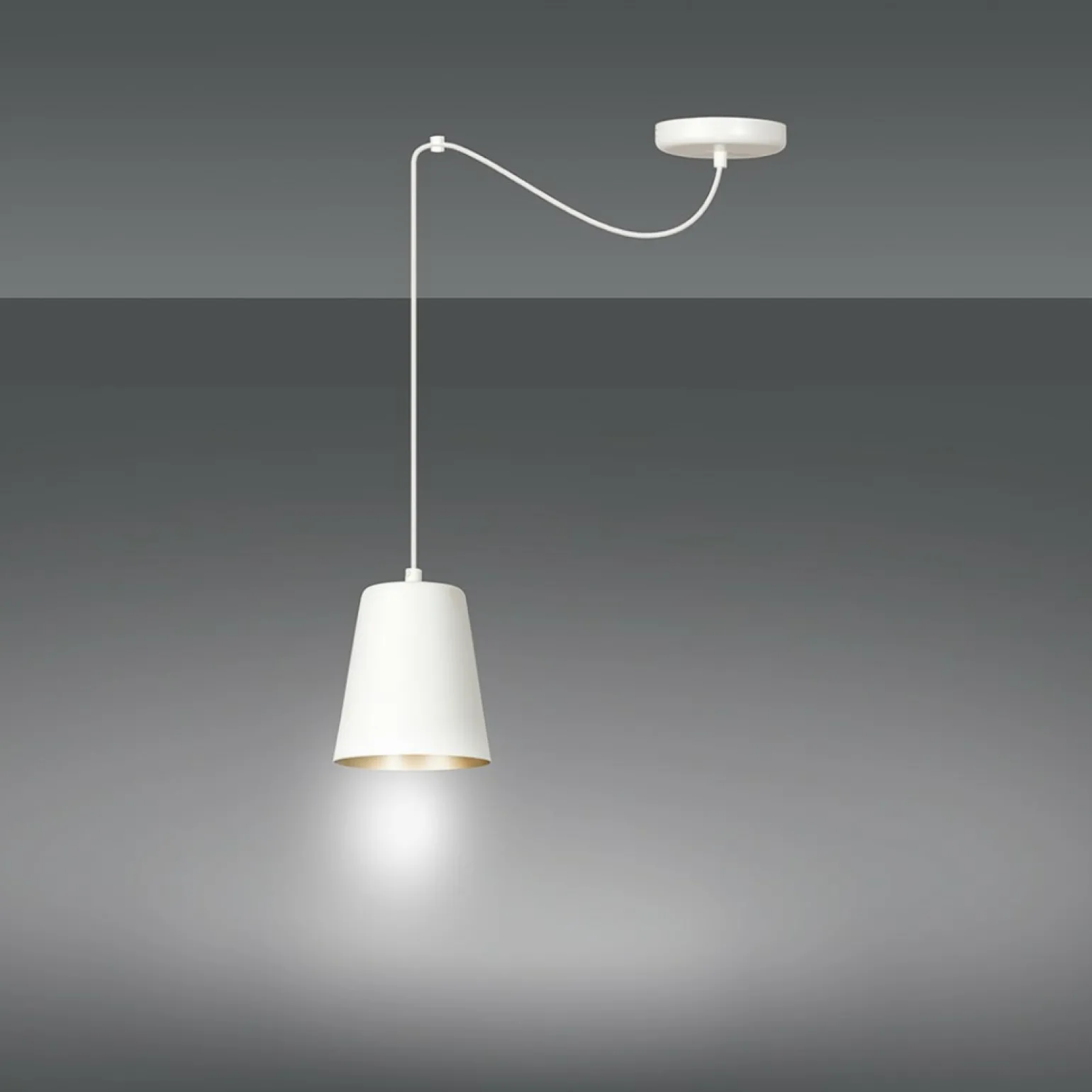 Online Biało-złota regulowana lampa wisząca z kloszem 456/1 | Kaja Żyrandole Nowoczesne