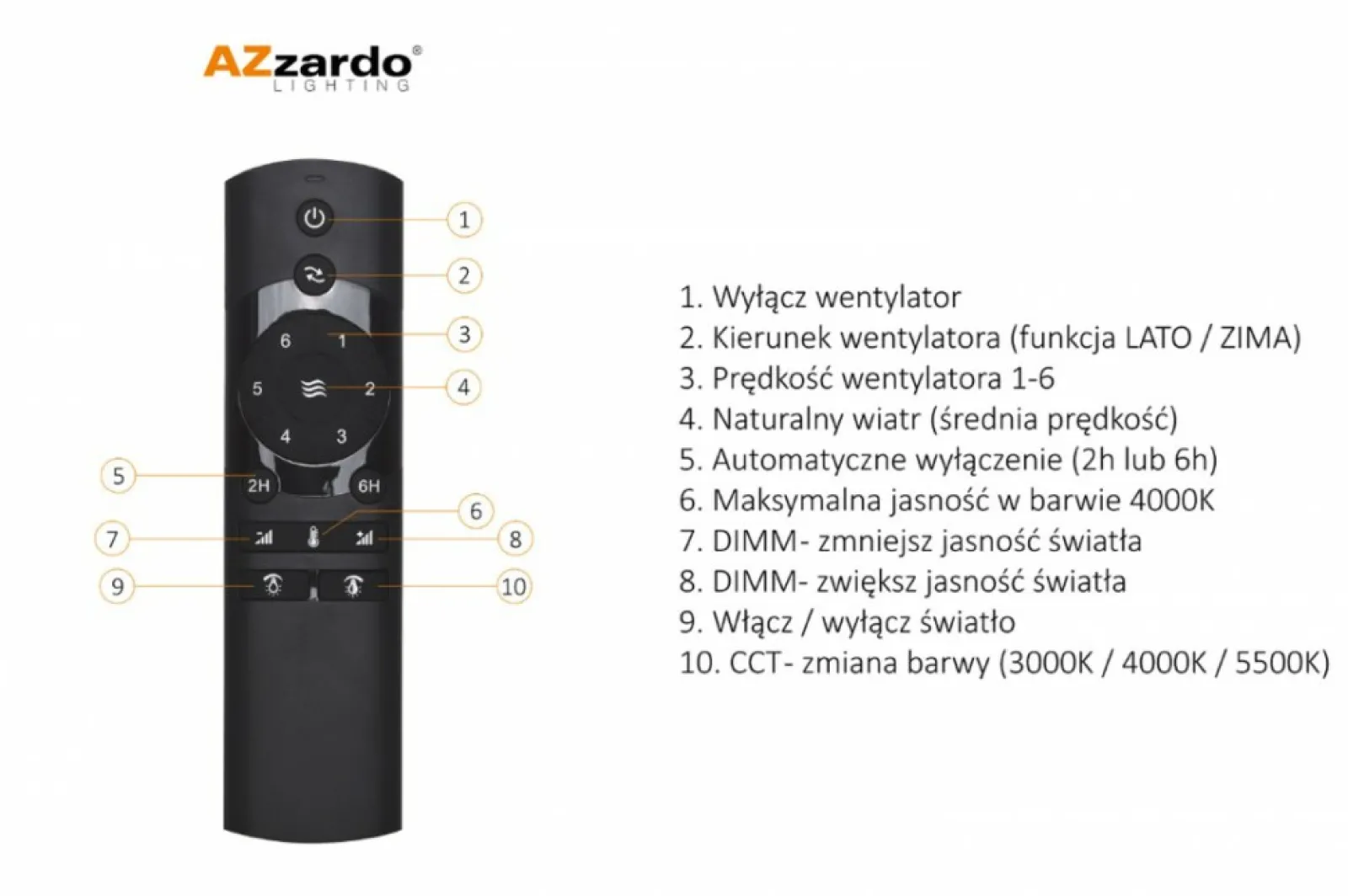 Sklep Kaja wiatrak sufitowy z lampą LED z pilotem AZ4453 VINCA | Kaja* Randole Tradycyjne