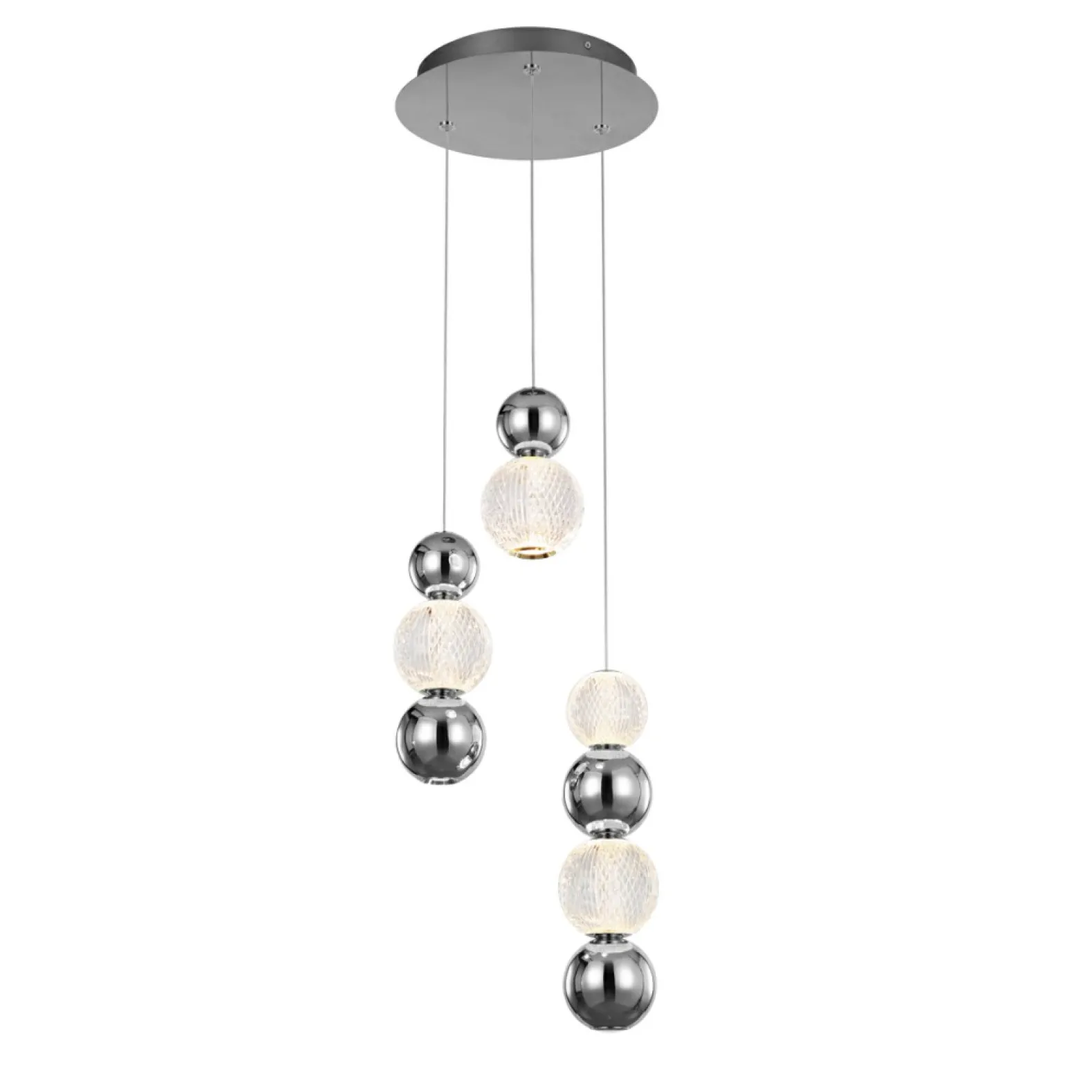 New Chromowana, elegancka lampa wisząca PND-83728-21W-3K-CH OTER | Kaja Żyrandole Nowoczesne
