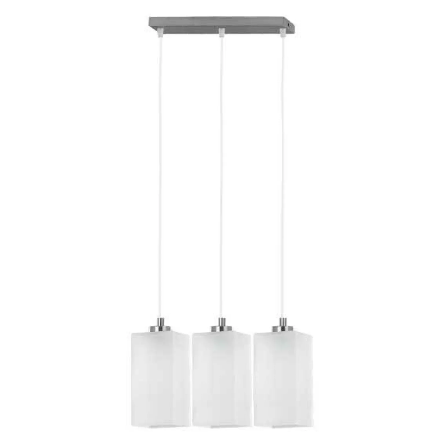 Shop Chromowana lampa wisząca z 3 prostokątnymi kloszami AL 116 | Kaja Żyrandole Nowoczesne