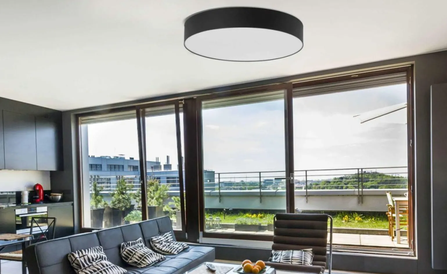 Cheap Czarna lampa na bazie dużego okręgu ⌀80 TK 4409 RONDO | Kaja Żyrandole Nowoczesne
