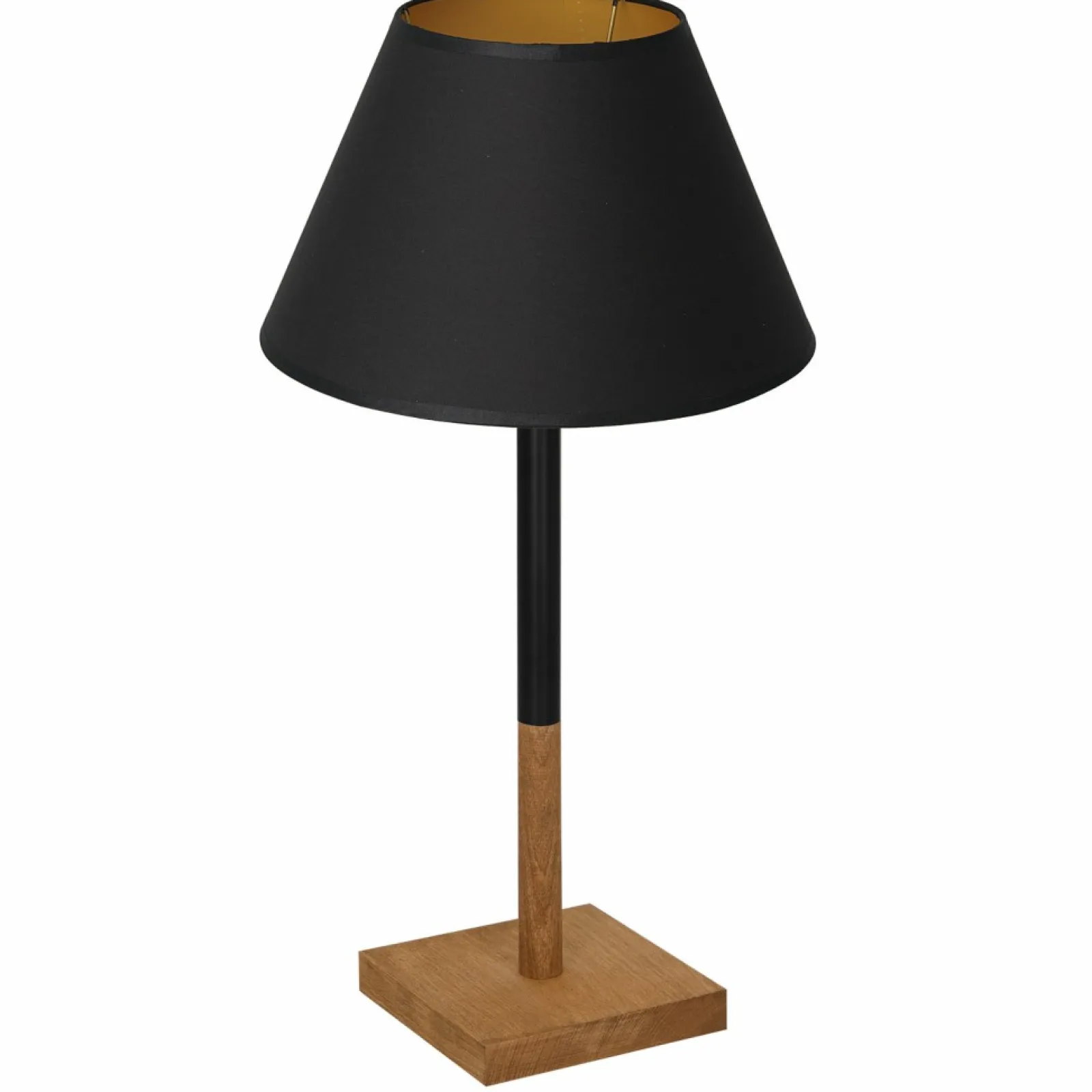 Sklep Kaja Czarna lampa stołowa z drewnianą podstawką LX 3750 z serii TABLE LAMPS* Lampki Stołowe Z Abażurem | Tradycyjne Lampki Stołowe
