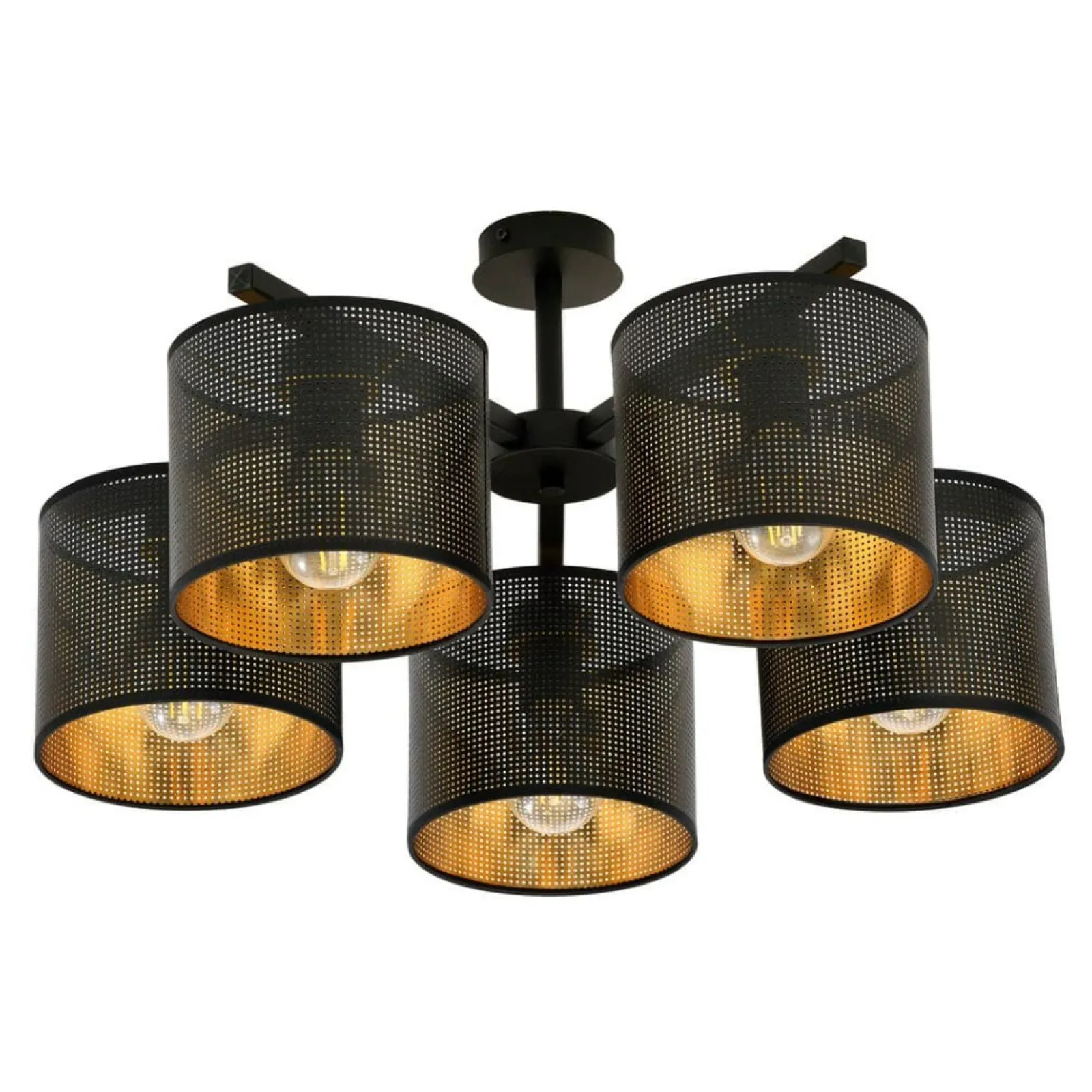 Sklep Kaja Czarna lampa sufitowa z dwukolorowymi abażurami 1144/5 JORDAN | Kaja* Żyrandole Z Abażurem