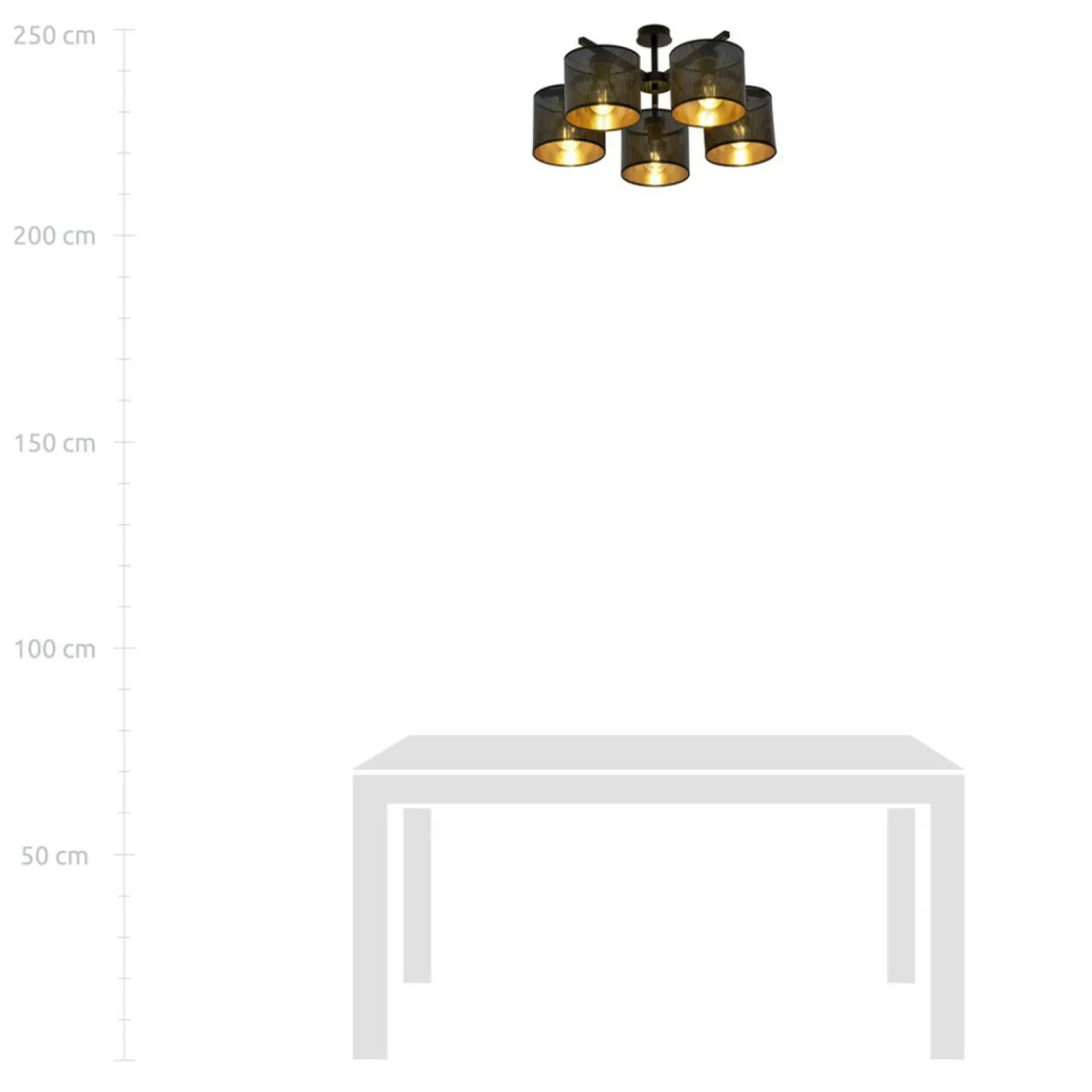 Sklep Kaja Czarna lampa sufitowa z dwukolorowymi abażurami 1144/5 JORDAN | Kaja* Żyrandole Z Abażurem