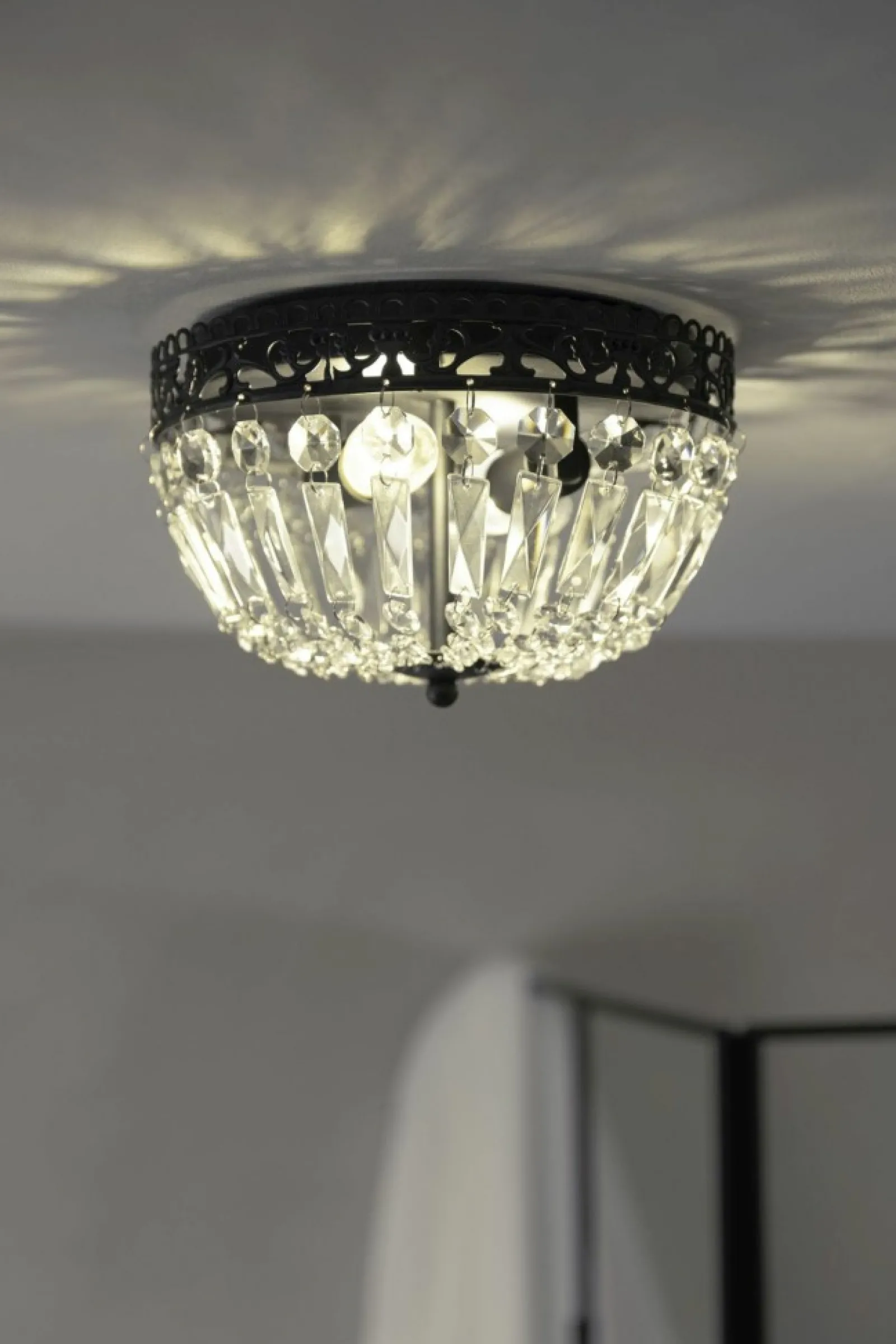 Sklep Kaja Czarna lampa sufitowa z kloszem z kryształków 108598 z serii ETIENNE* Plafony Nowoczesne