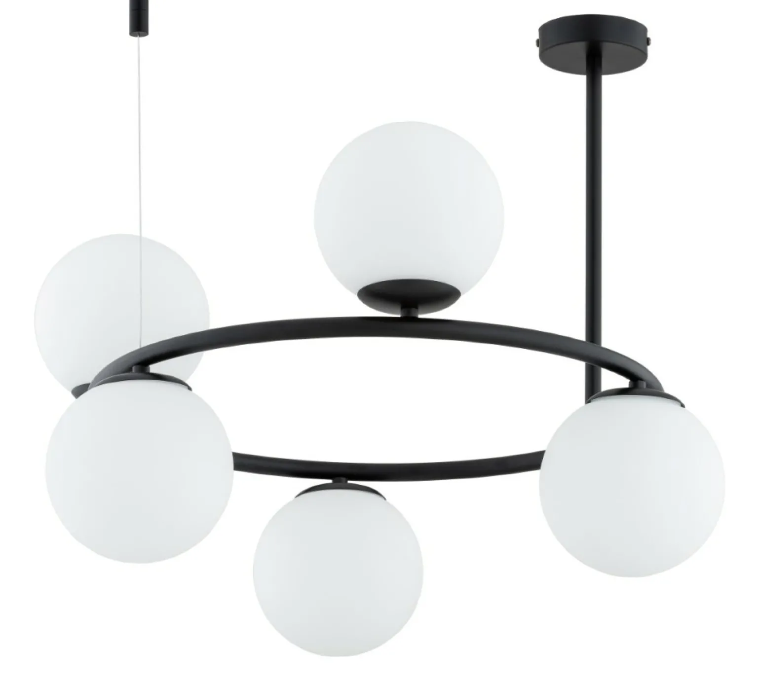 Sale Czarna lampa sufitowa z pięcioma kloszami AL 63257 z serii RINGO | Kaja Oświetle Żyrandole Nowoczesne