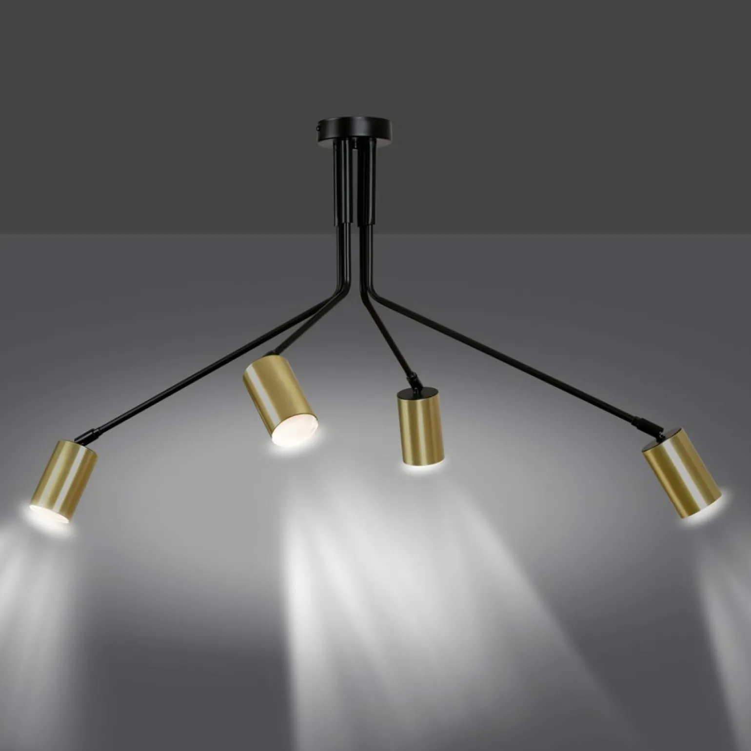 Shop Czarna lampa sufitowa zakończona złotymi tubami 655/4 | Kaja Żyrandole Nowoczesne