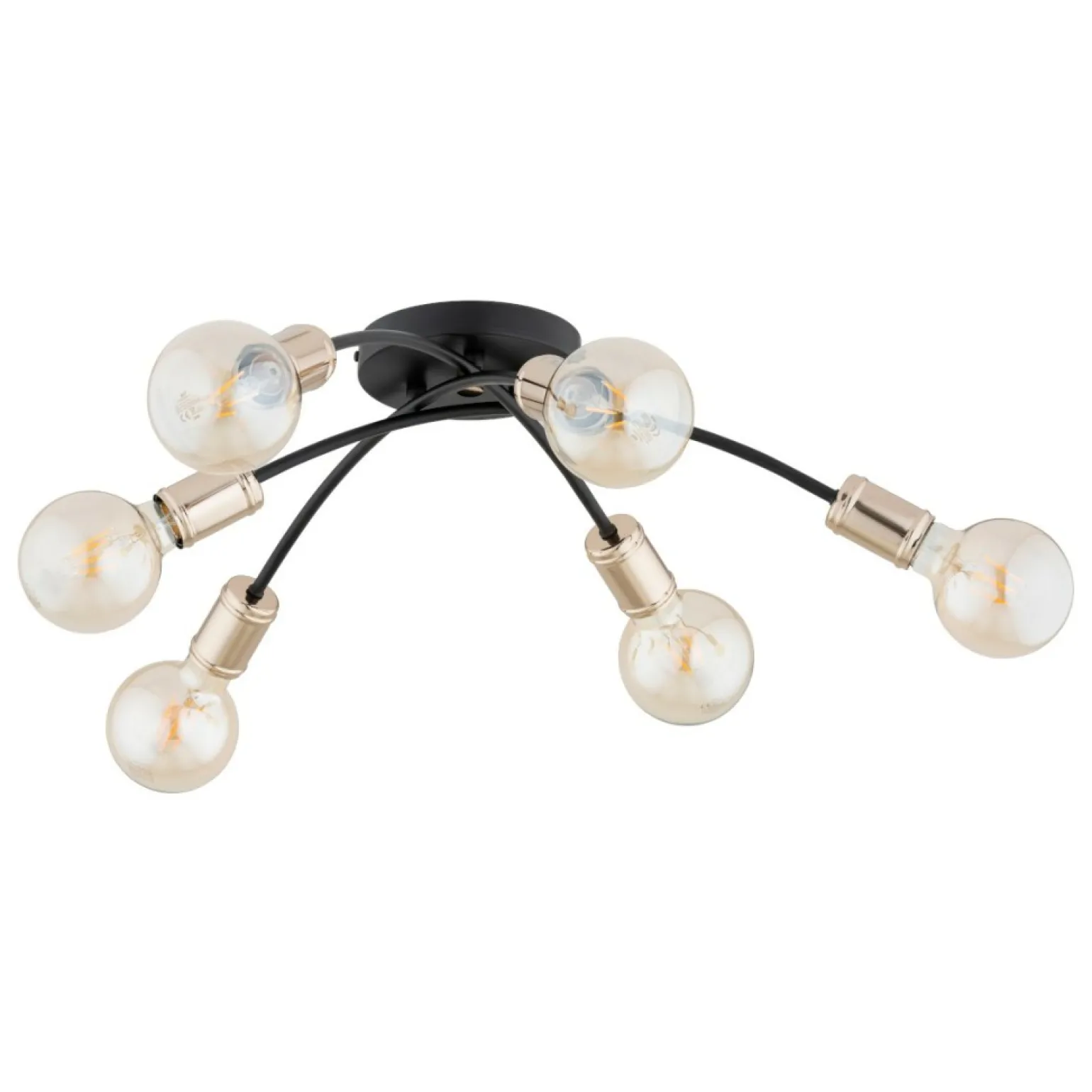 Sale Czarna lampa sufitowa ze złotymi dodatkami AL 63228 z serii LENSI Żyrandole Nowoczesne