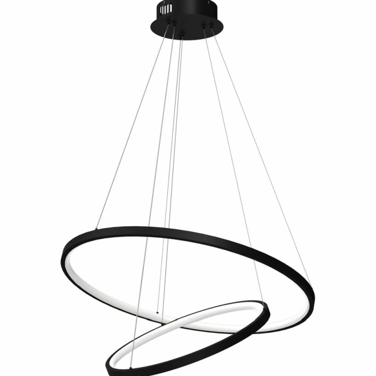 Hot Czarna lampa wisząca LED, dwie obręcze ML7942 ROTONDA | Kaja Żyrandole Nowoczesne