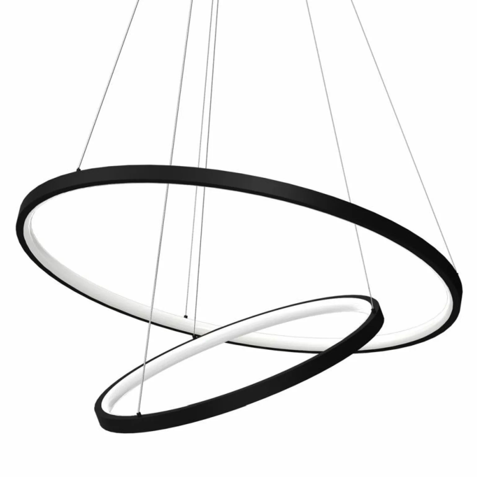Hot Czarna lampa wisząca LED, dwie obręcze ML7942 ROTONDA | Kaja Żyrandole Nowoczesne