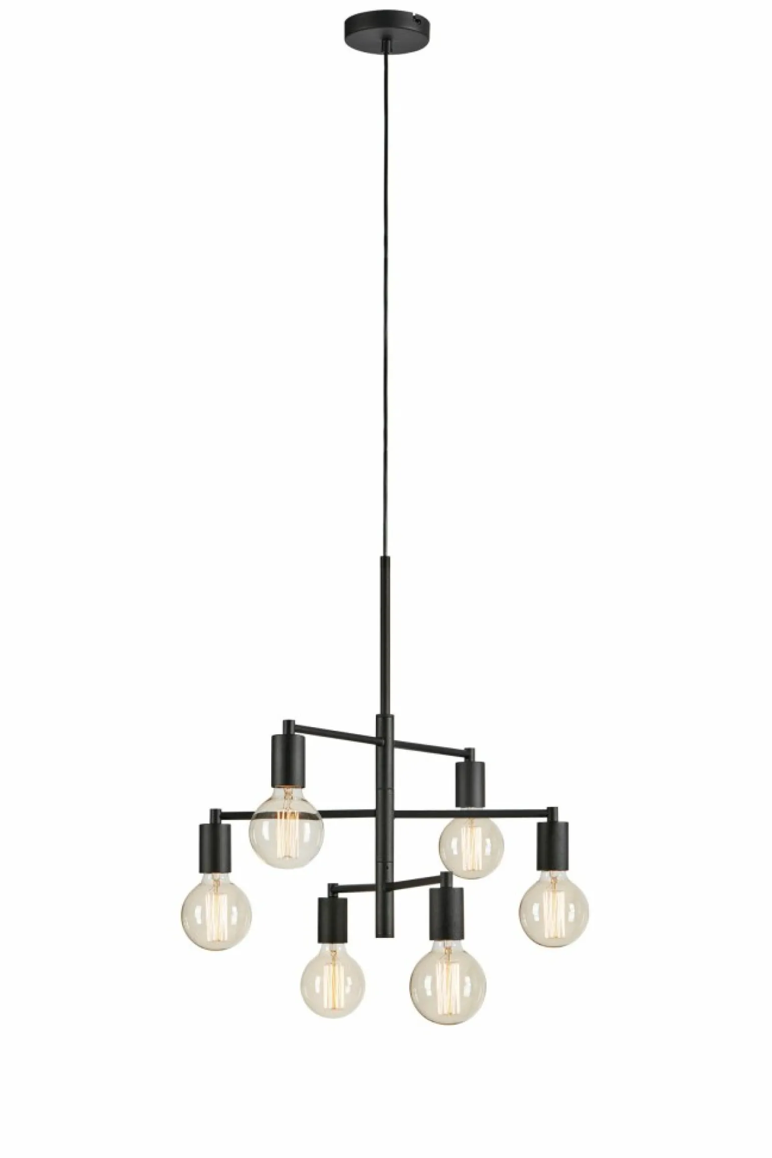 Sale Czarna lampa wisząca na 6 ozdobnych żarówek 108717 CIELO | Kaja Żyrandole Nowoczesne