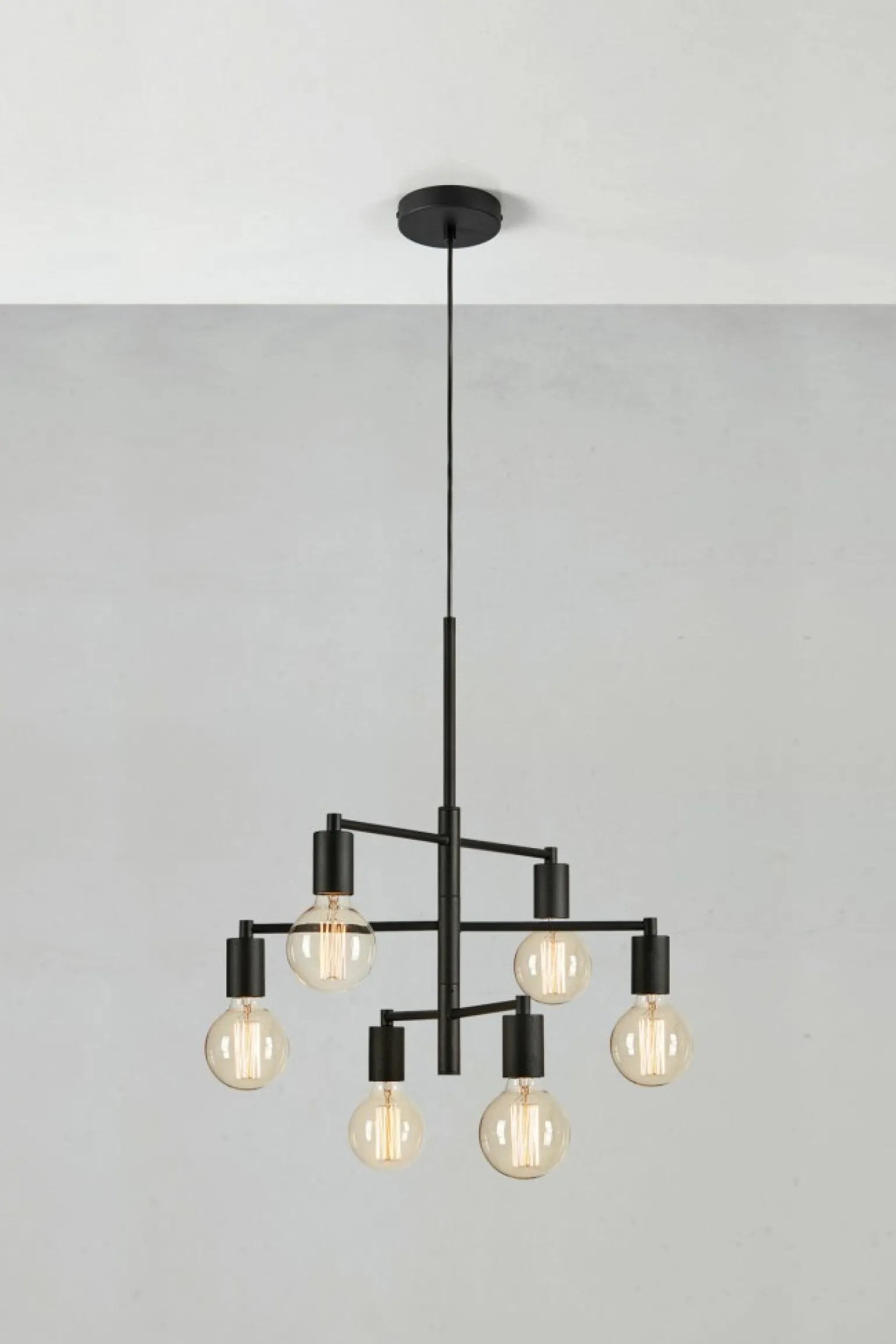 Sale Czarna lampa wisząca na 6 ozdobnych żarówek 108717 CIELO | Kaja Żyrandole Nowoczesne