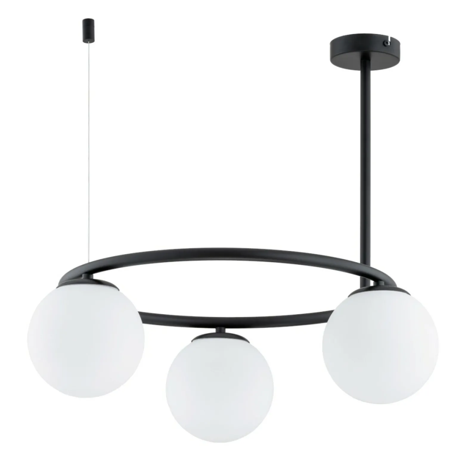 Sale Czarna lampa wisząca, poziomy okrąg z kloszami AL 62426 z serii RINGO Żyrandole Nowoczesne