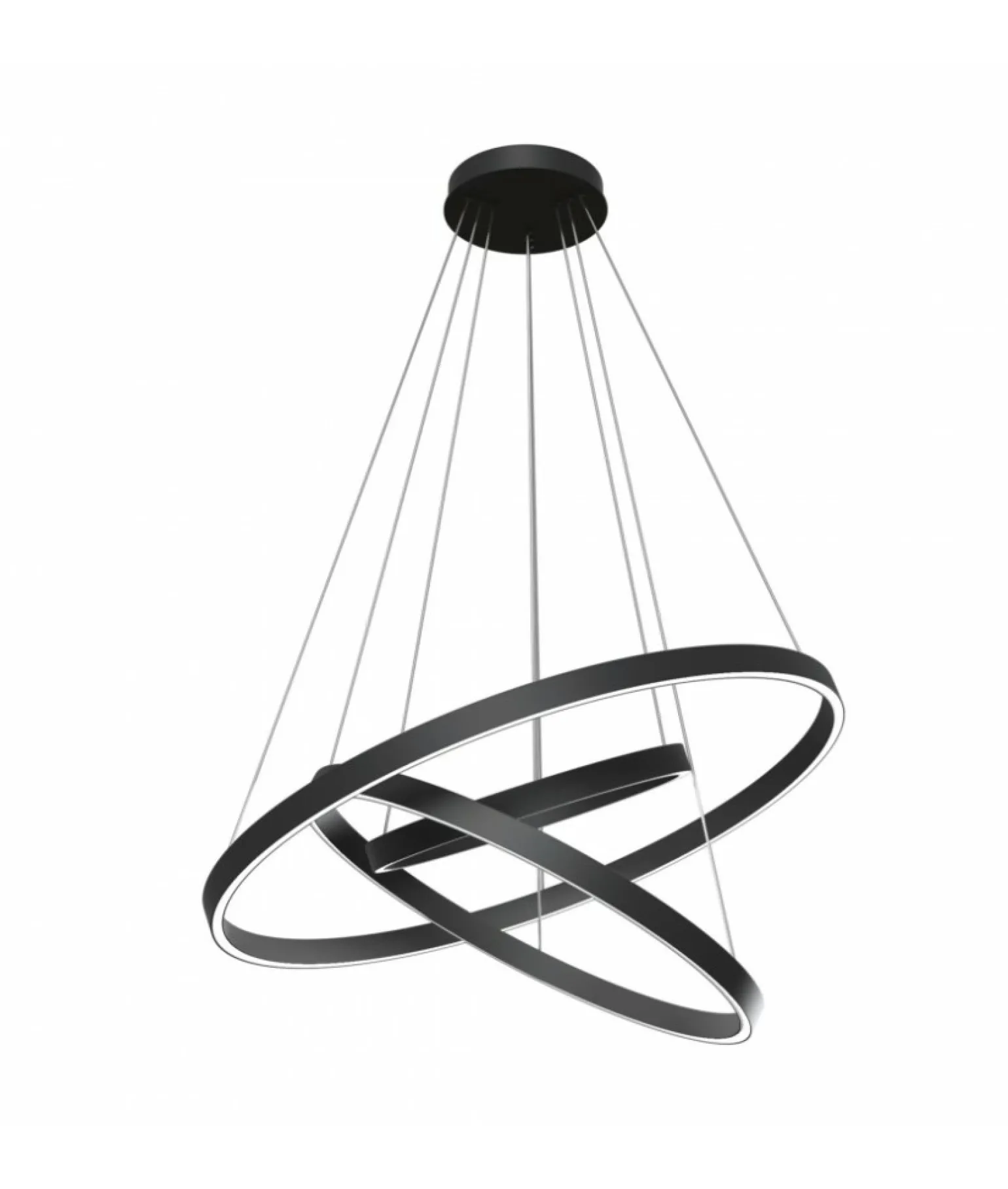 Discount Czarna lampa wisząca, regulowana wysokość MOD058PL-L100B3K z serii RIM Żyrandole Nowoczesne
