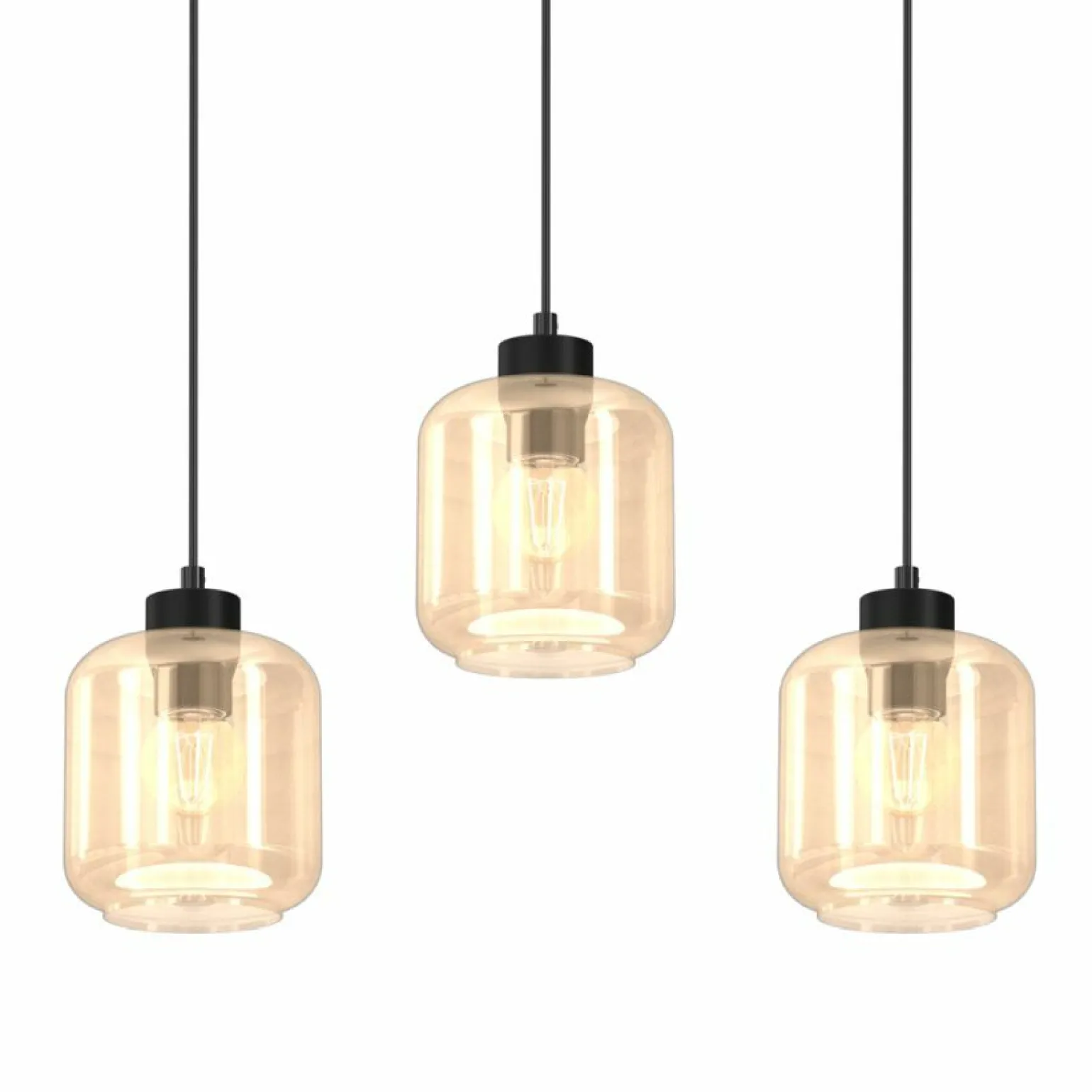 Outlet Czarna lampa wisząca z beżowymi kloszami MLP8371 SOMBRA | Kaja Żyrandole Nowoczesne