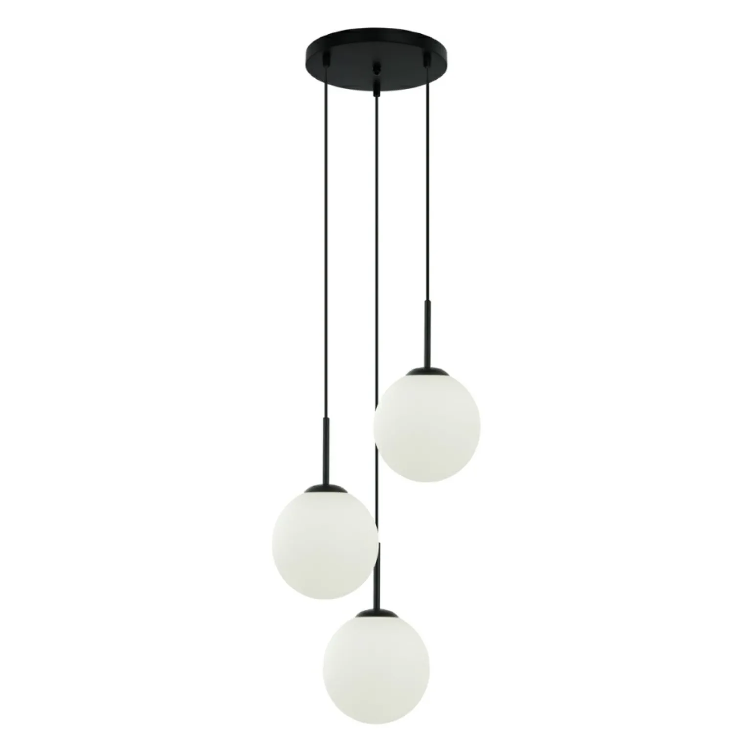 Clearance Czarna lampa wisząca z białymi kloszami PND-5578-3S-BK DEORE | Kaja Żyrandole Nowoczesne