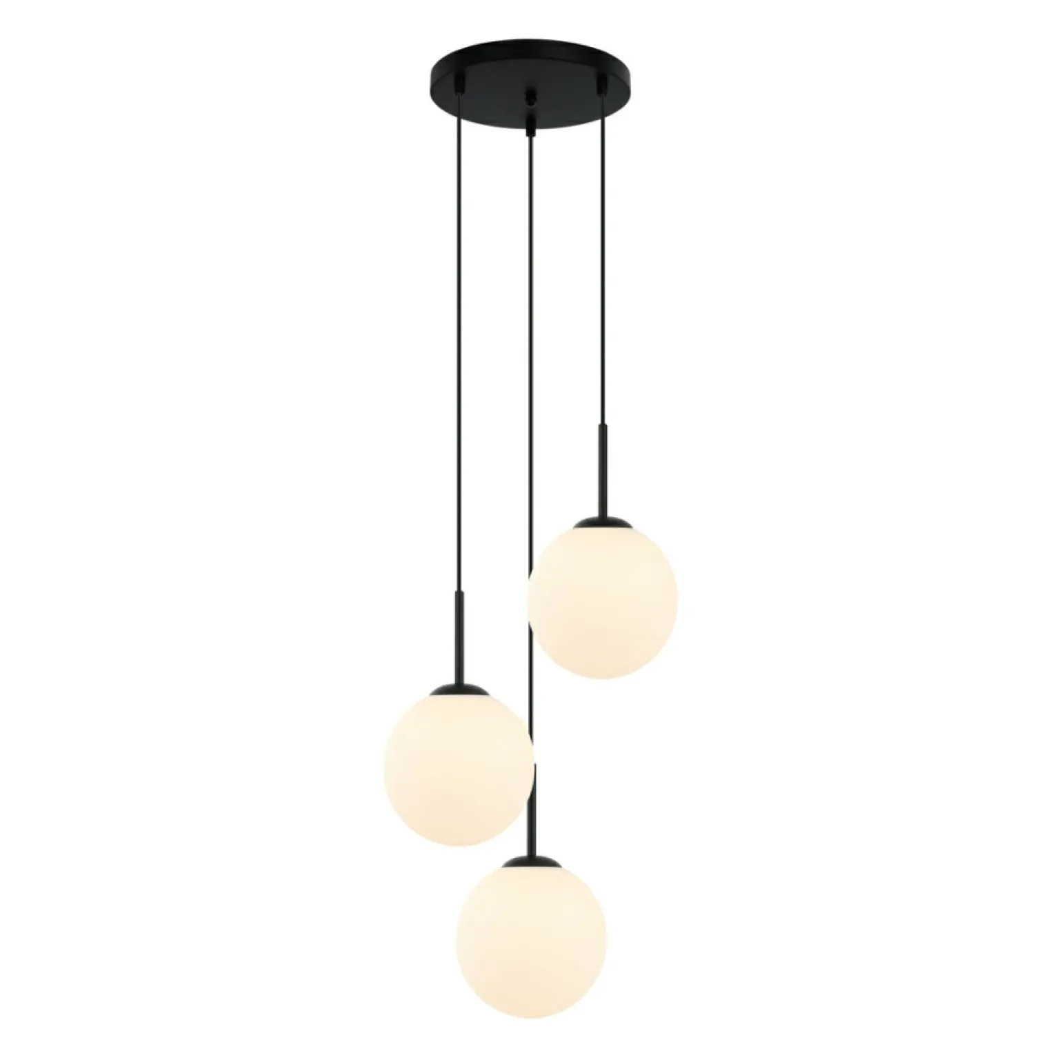 Clearance Czarna lampa wisząca z białymi kloszami PND-5578-3S-BK DEORE | Kaja Żyrandole Nowoczesne