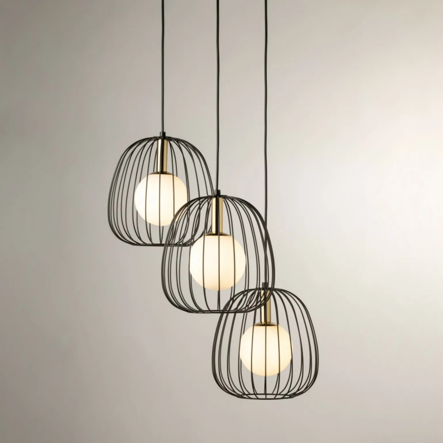 Best Sale Czarna lampa wisząca z drucianymi abażurami SIG 40729 BELL | Kaja Żyrandole Nowoczesne