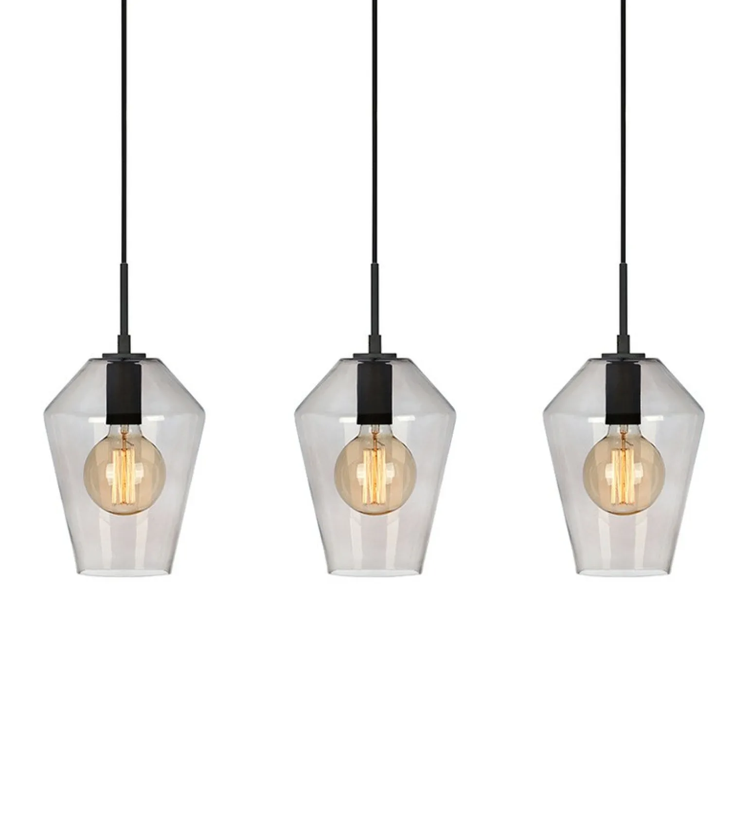 Fashion Czarna lampa wisząca z przezroczystymi kloszami 107132 | Kaja Żyrandole Nowoczesne