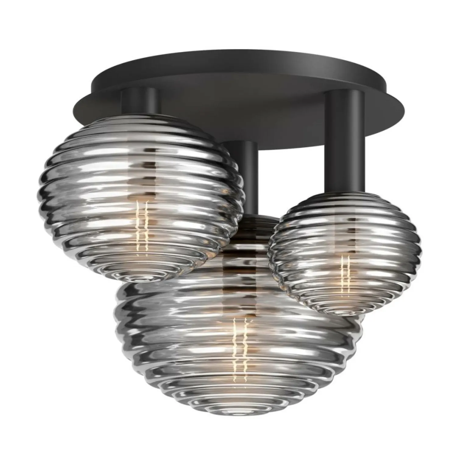 New Czarna lampa wisząca z trzema kloszami MOD268CL-03B z serii REELS Żyrandole Nowoczesne