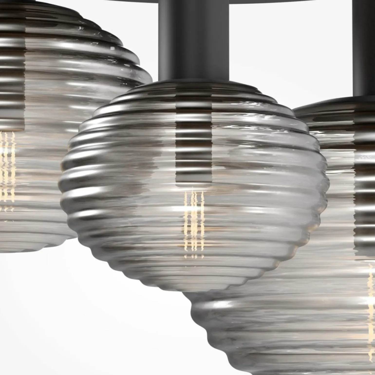 New Czarna lampa wisząca z trzema kloszami MOD268CL-03B z serii REELS Żyrandole Nowoczesne