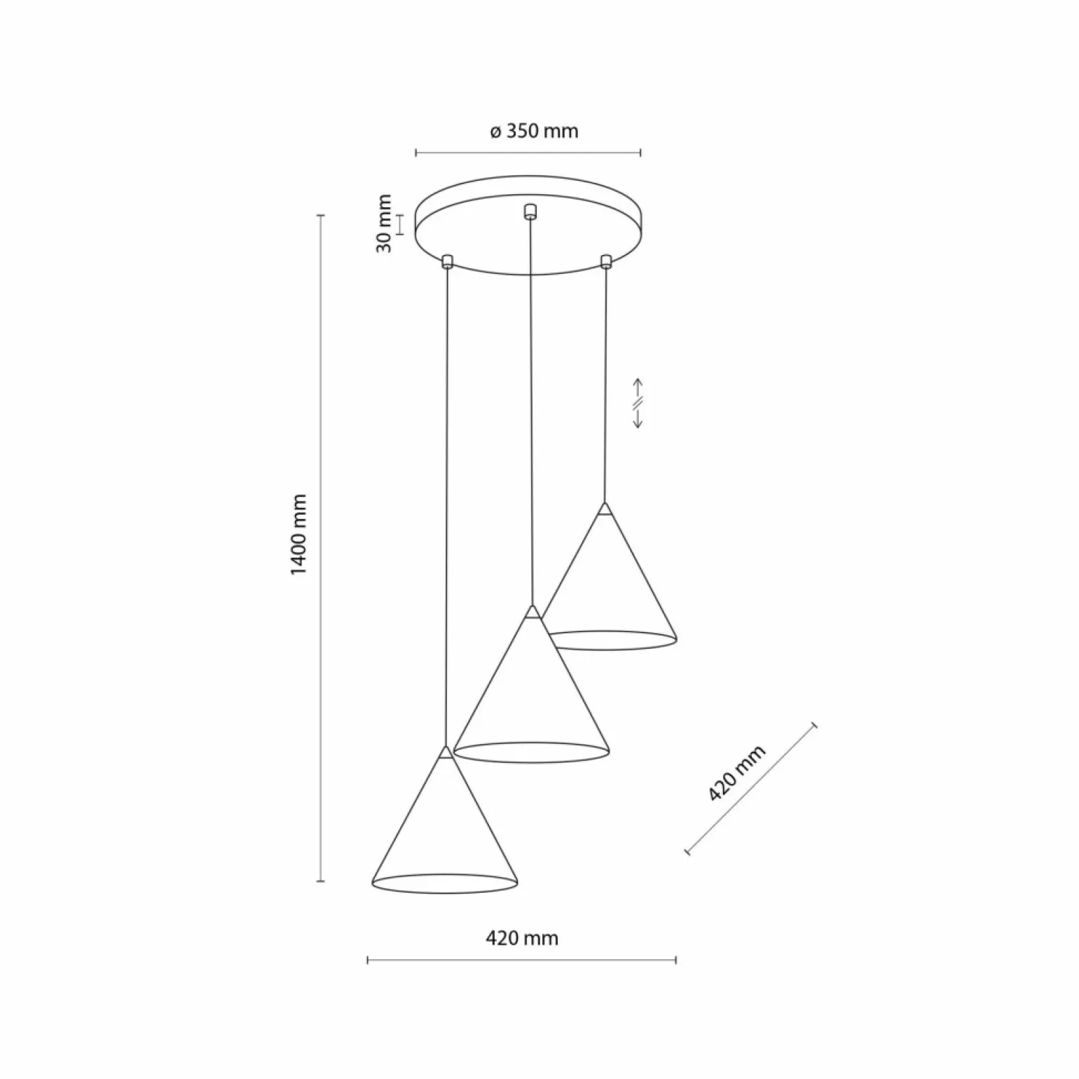 New Czarna lampa wisząca ze stożkowymi kloszami TK 10067 CONO | Kaja Żyrandole Nowoczesne