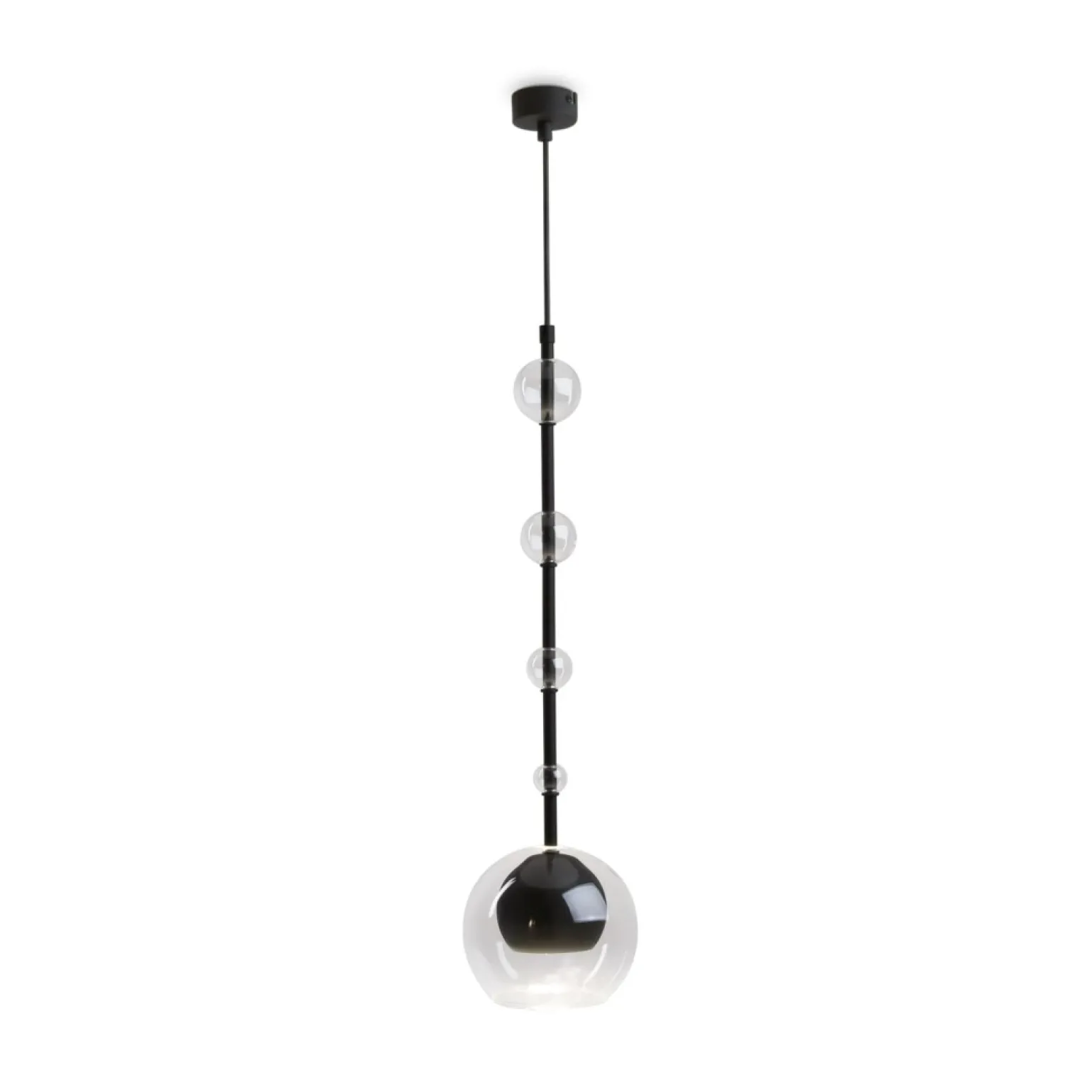 Shop Czarna lampa wisząca ze szklany kloszem MOD227PL-01B z serii ROS Żyrandole Nowoczesne