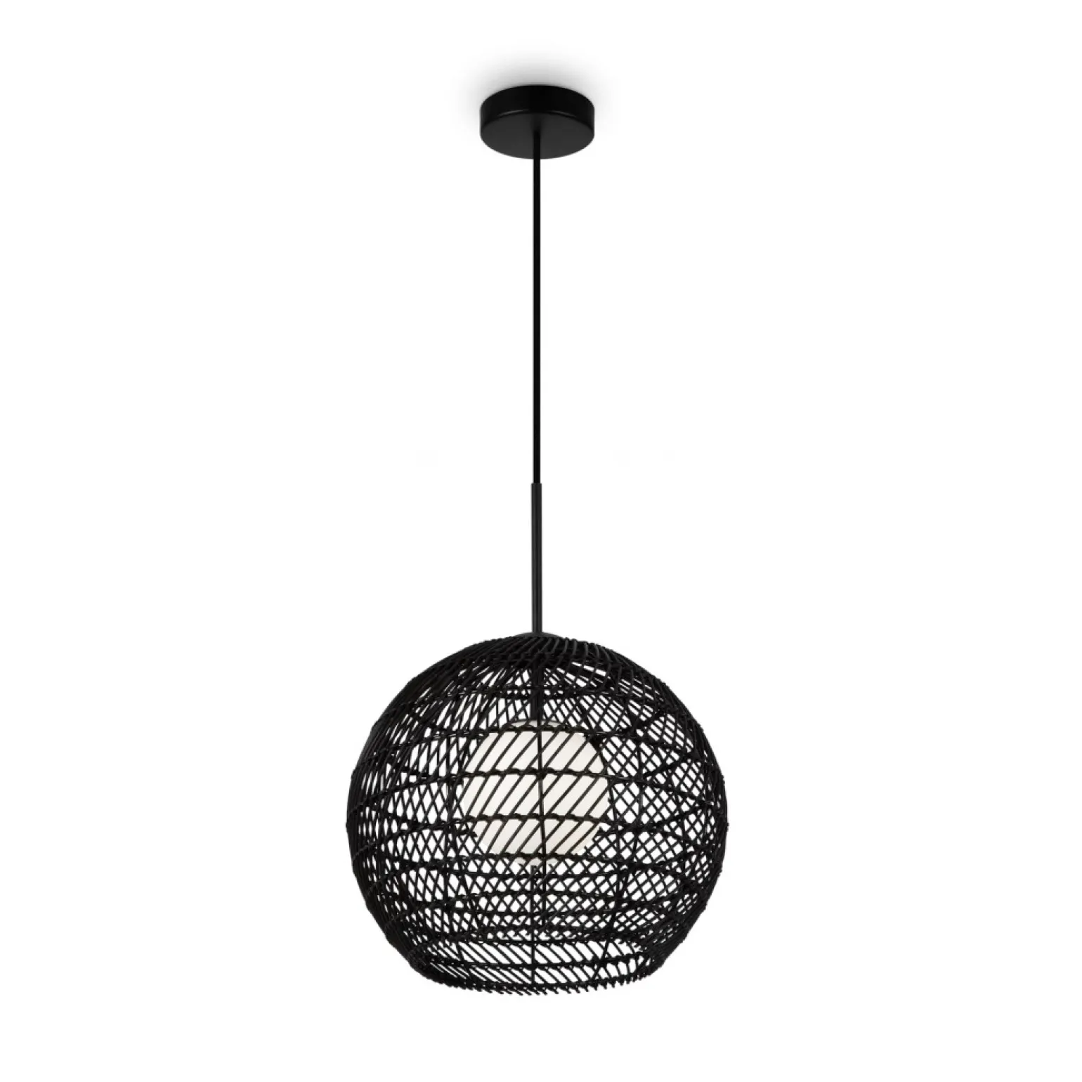 New Czarna, pleciona lampa wisząca MOD204PL-01B1 z serii CANE Żyrandole Nowoczesne
