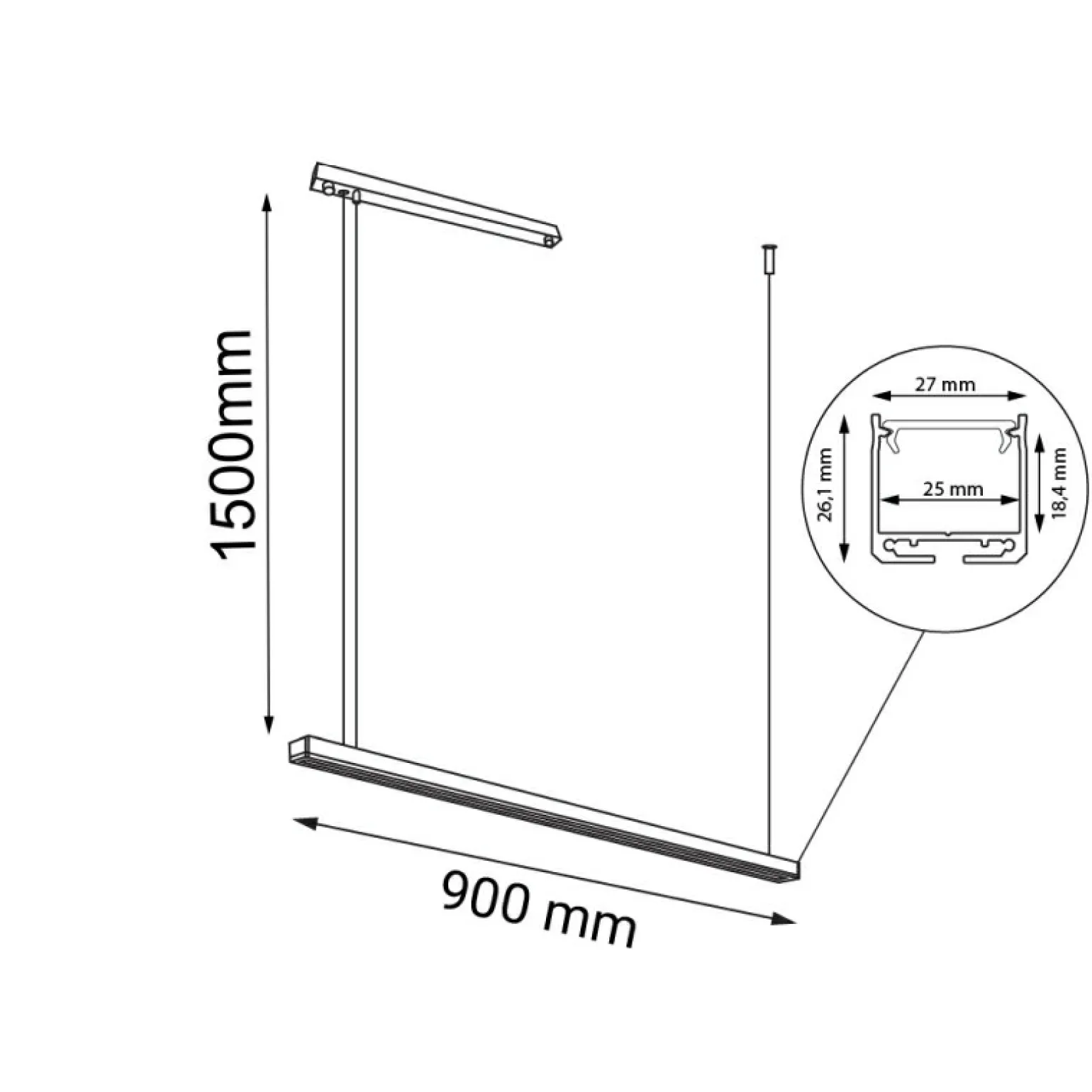 Sale Czarna, pozioma listwa wisząca LED 90cm 4000K ANT 8652 HANAWA | Kaja Żyrandole Nowoczesne