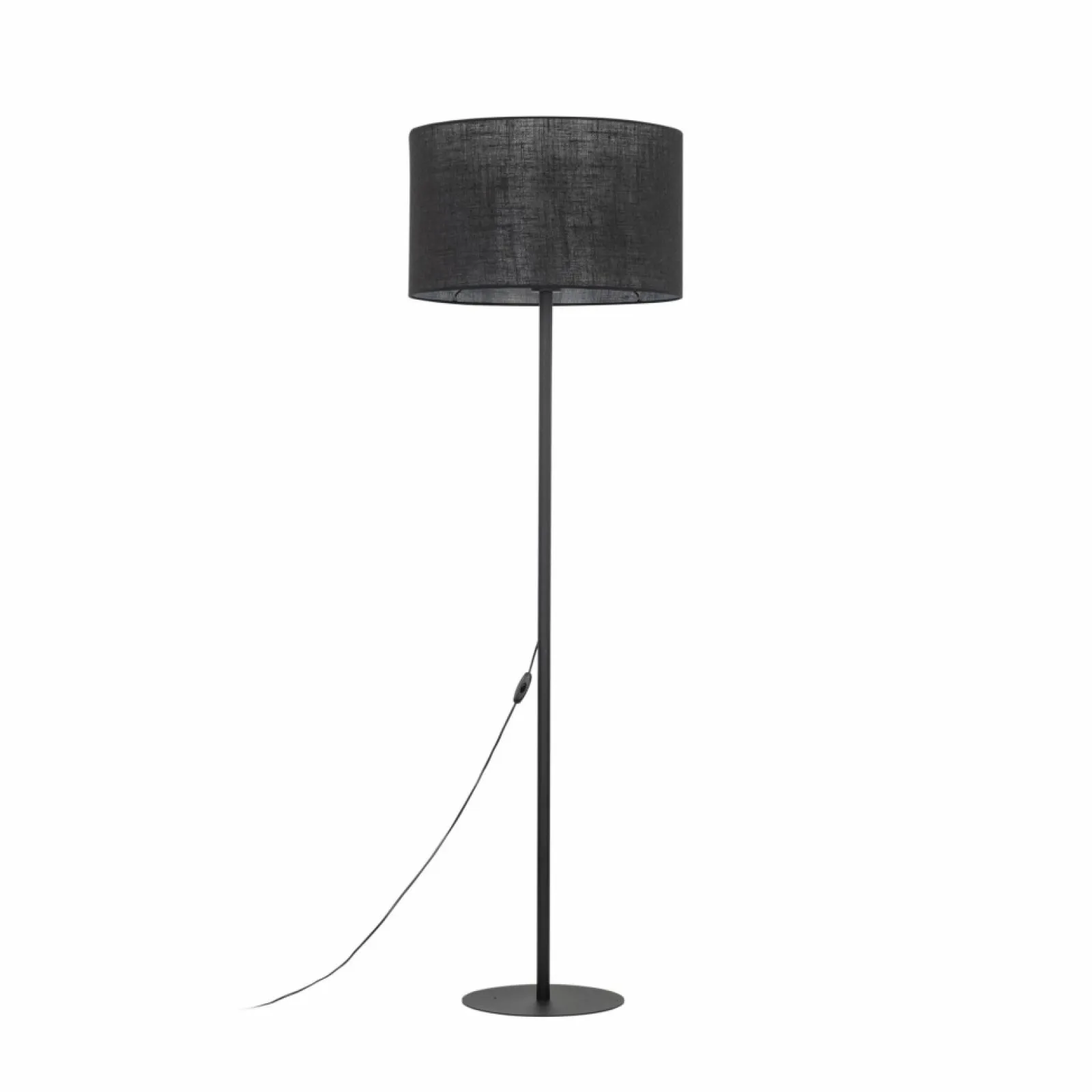 Sklep Kaja Czarna, prosta lampa podłogowa z abażurem TK 16011 GLORII | Kaja* Lampy Podłogowe Z Abażurem | Tradycyjne Lampy Podłogowe