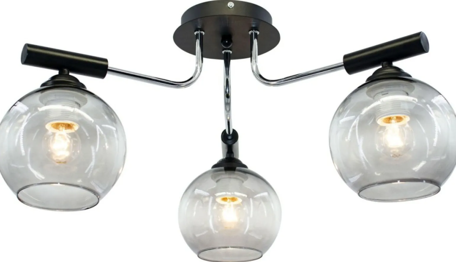 New Czarno srebrna lampa pasująca do salonu 2207/3 8C BL | Kaja Żyrandole Nowoczesne