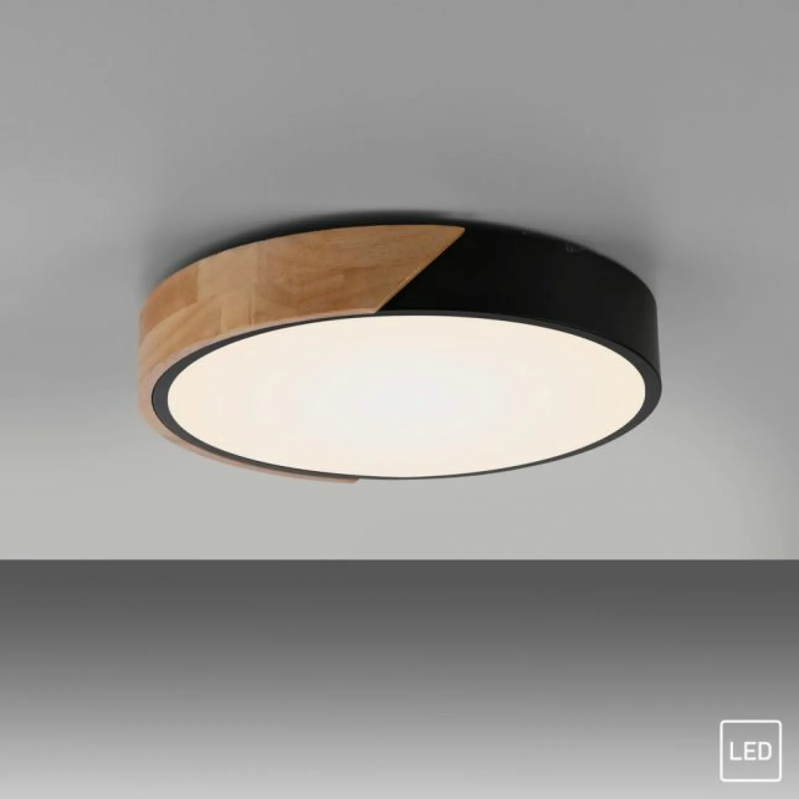 Sklep Kaja Czarno-drewniany plafon LED w formie koła ZM 14288-18 BILA | Kaja* Plafony Nowoczesne | Lampy Led