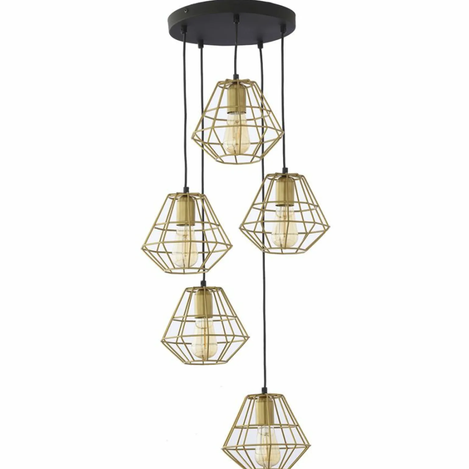 Sale Czarno-złota, druciana lampa wisząca do salonu TK 3216 - DIAMOND MM Żyrandole Nowoczesne