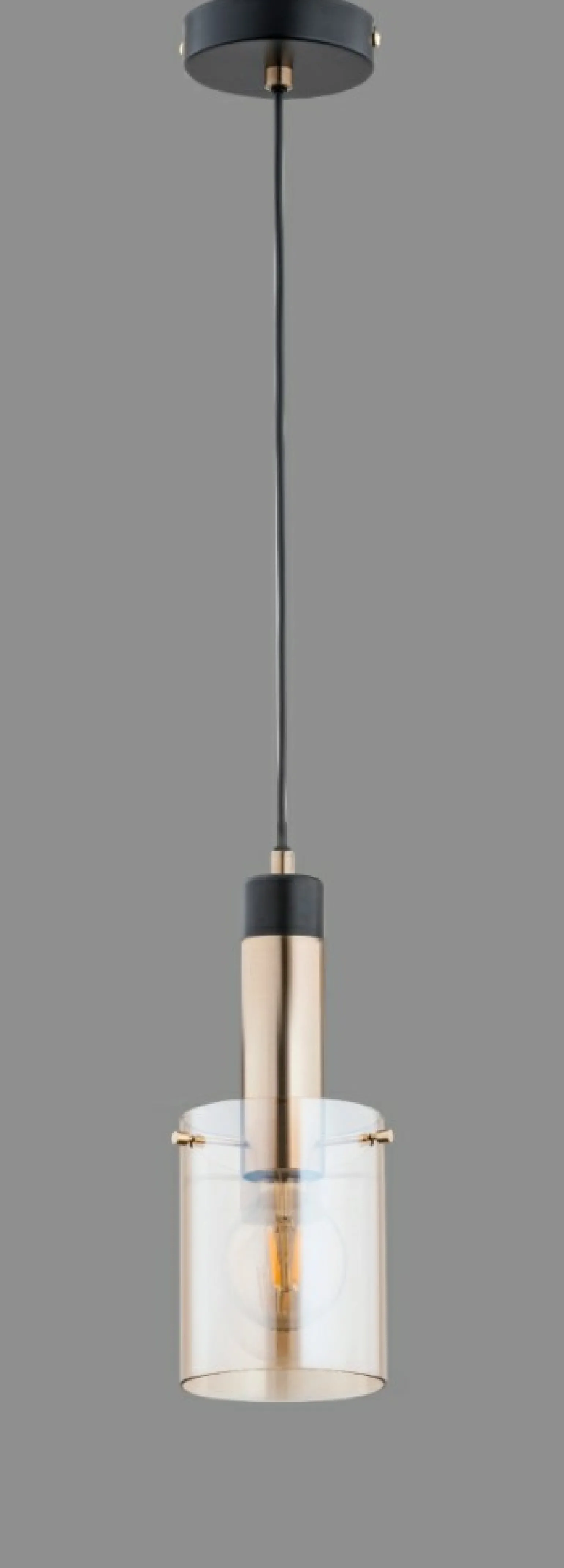 Flash Sale Czarno-złota lampa wiszącą ze szklanym kloszem AL 60830 | Kaja Żyrandole Nowoczesne