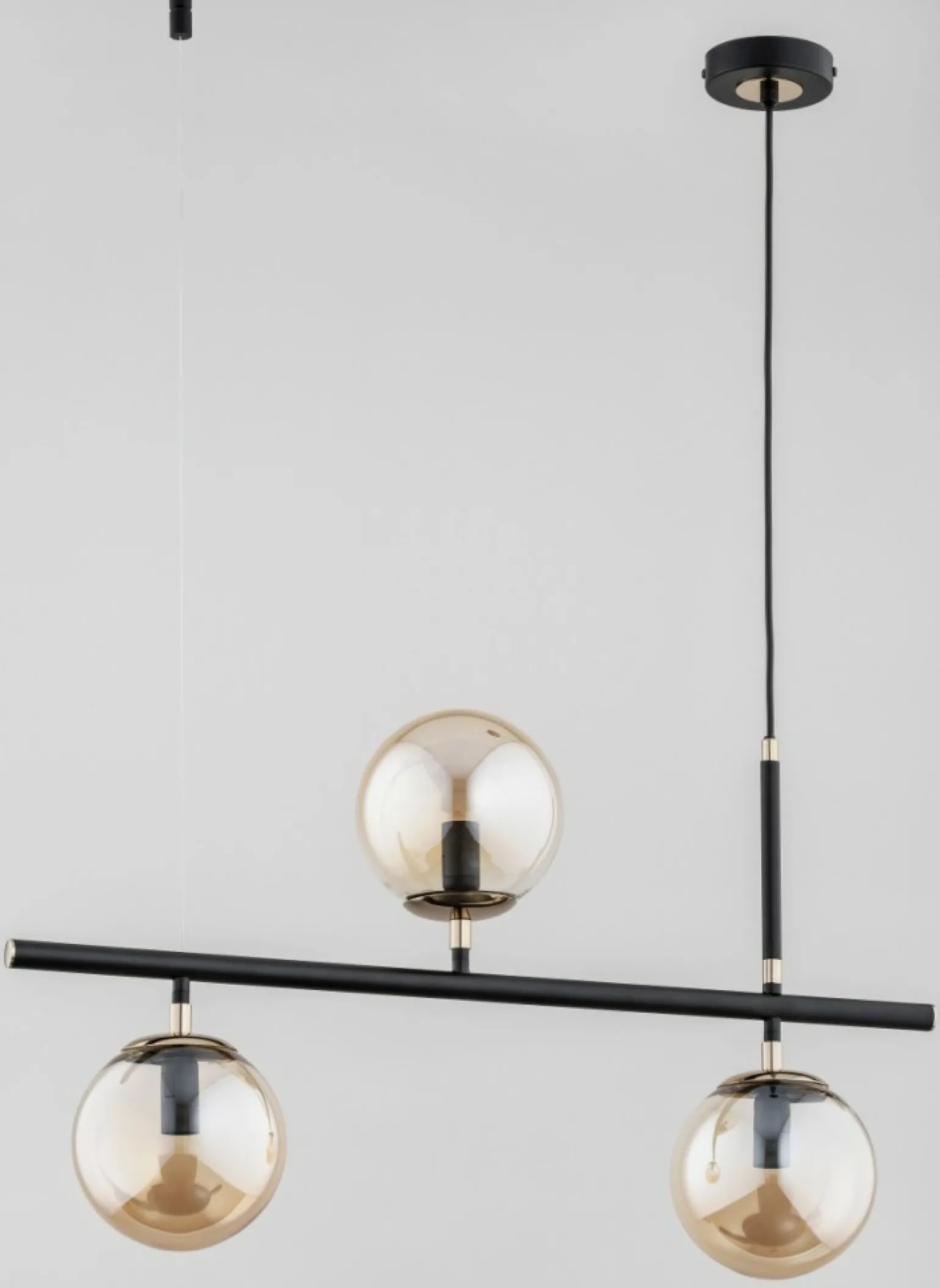 Outlet Czarno-złota lampa wisząca, 3 szklane klosze AL 63037 | Kaja Żyrandole Nowoczesne