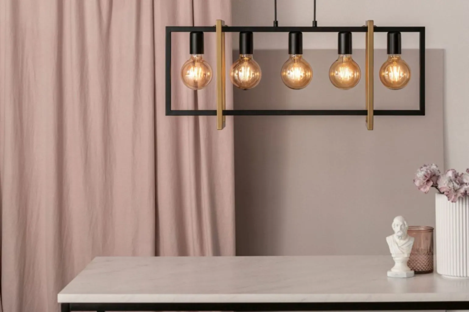 Sale Czarno-złota lampa wisząca na ozdobne żarówki SIG 32236 z serii EDEN Żyrandole Nowoczesne