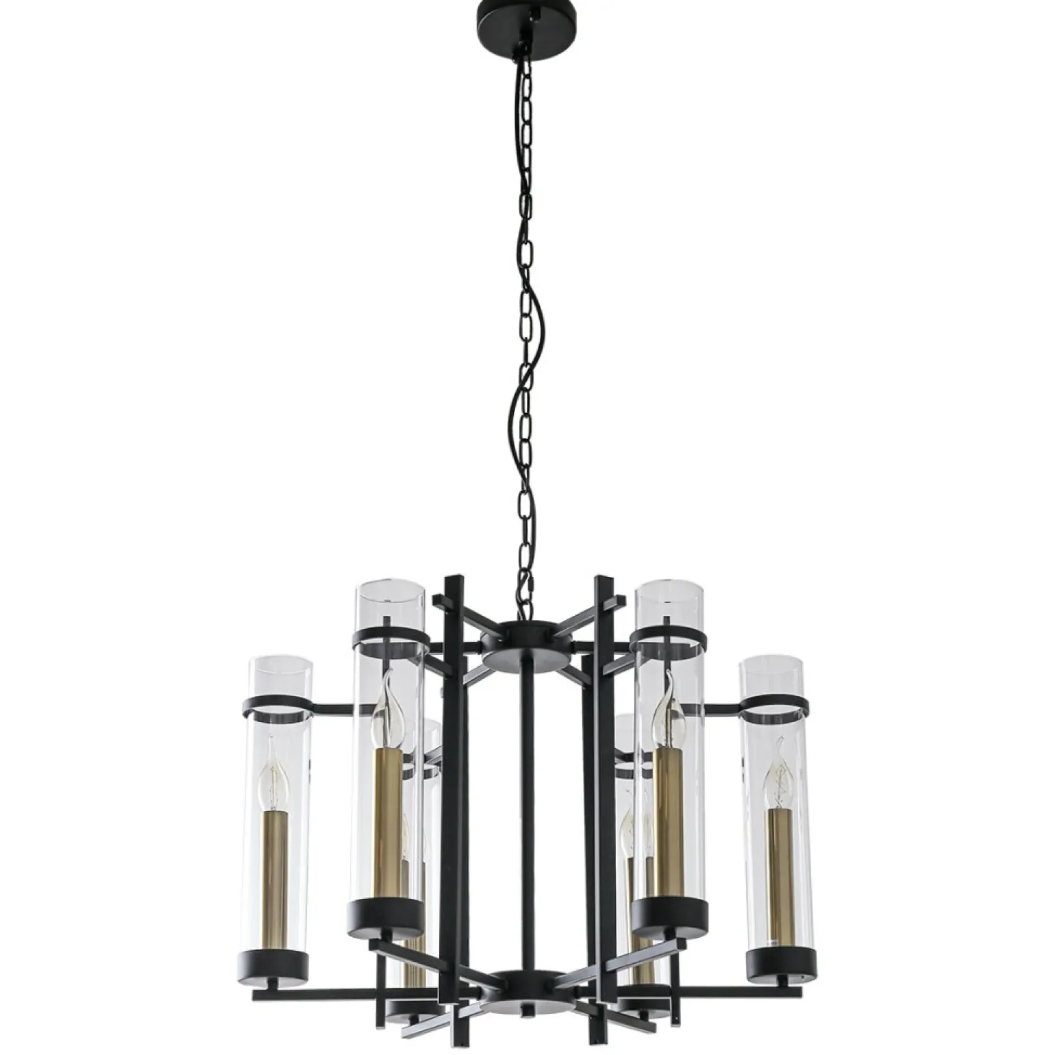 Fashion Czarno-złota lampa wisząca PND-31186-6A-BL ASPEN | Kaja Oświetlenie Żyrandole Nowoczesne