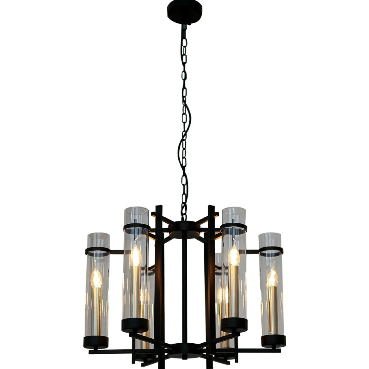 Fashion Czarno-złota lampa wisząca PND-31186-6A-BL ASPEN | Kaja Oświetlenie Żyrandole Nowoczesne