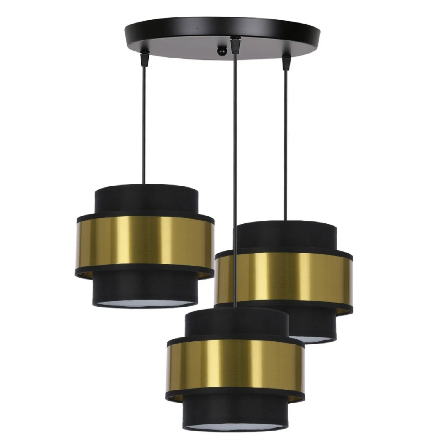 Shop Czarno-złota lampa wisząca, trzy abażury 33-17949 z serii PRESTIGE Żyrandole Nowoczesne