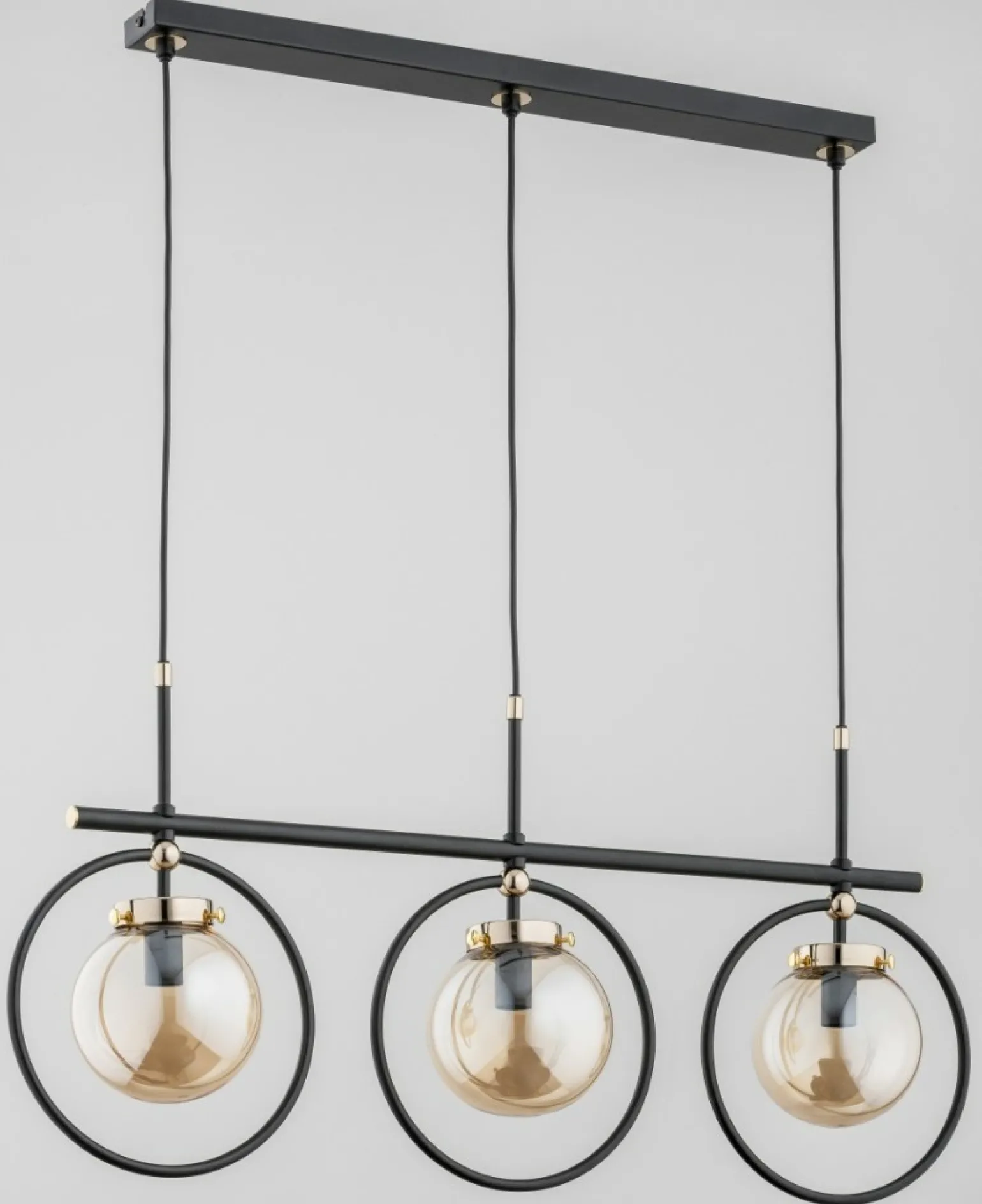 Outlet Czarno-złota lampa wisząca z ozdobnymi obręczami AL 62186 | Kaja Żyrandole Nowoczesne