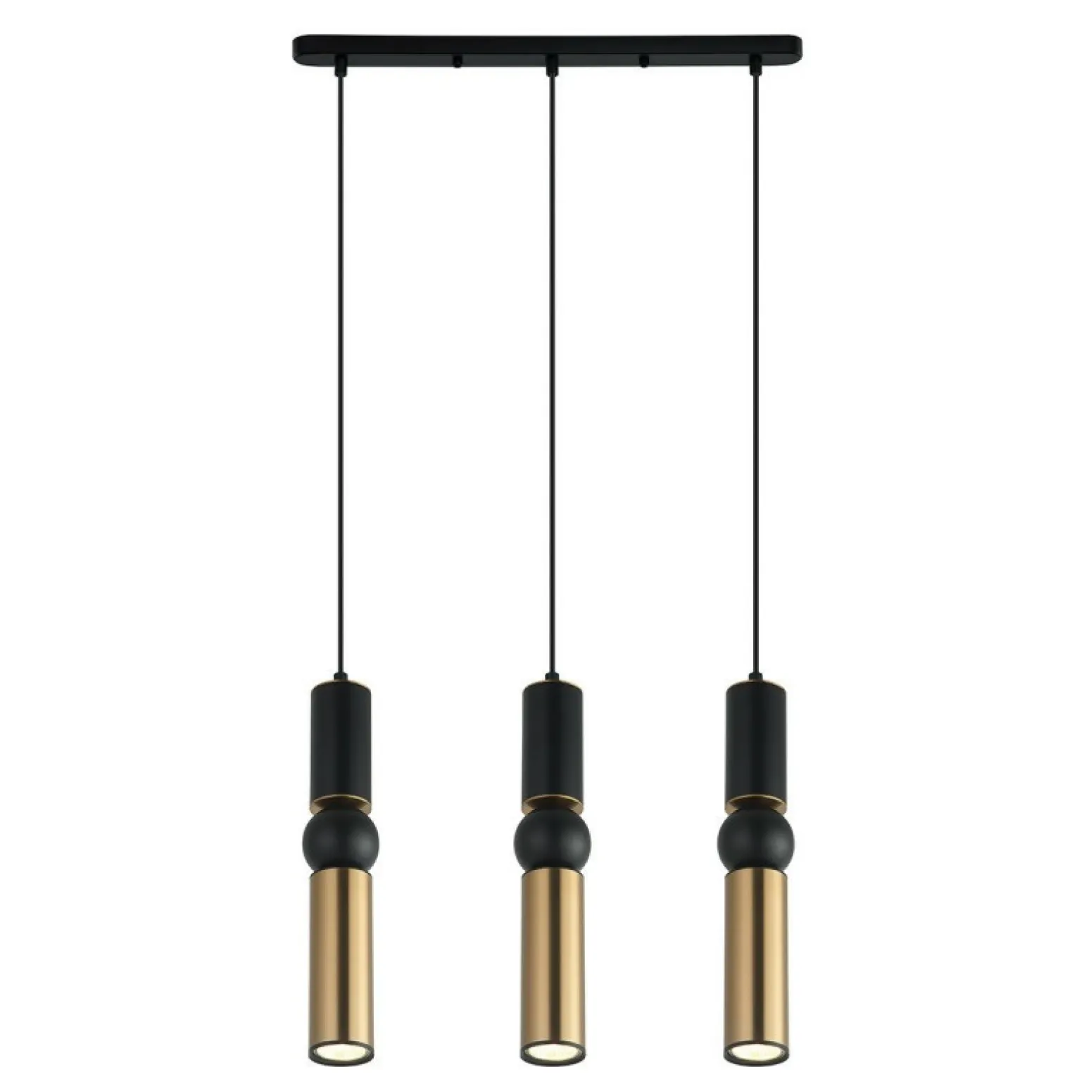 Fashion Czarno-złota lampa wisząca z tubami PND-14290-3A-BK-BRO - ISIDORA Żyrandole Nowoczesne